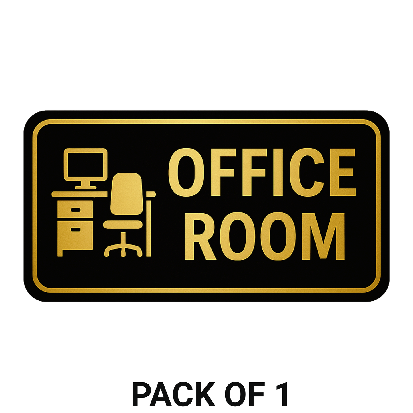 Smeeps Office Room Sticker – 28.96 x 15.24 cm Gold & Black Door Sign | Waterproof, Durable & High-Visibility Vinyl