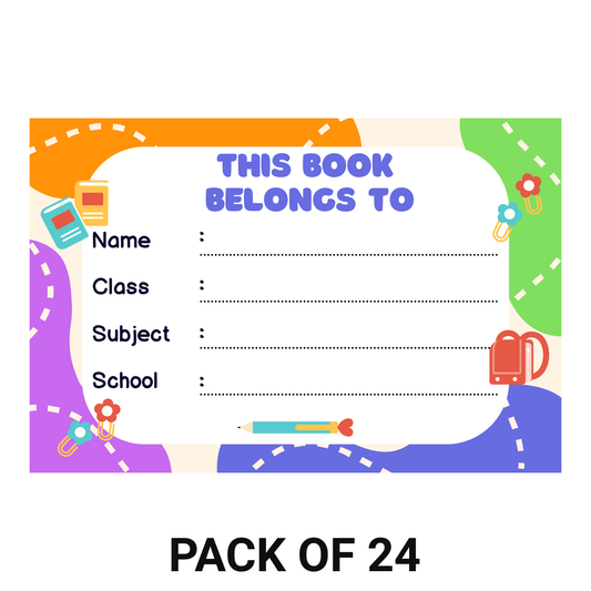 Pack of 24 |Smeeps Bright School Book Label Stickers – 7.62 x 5.08 cm – Writable Stickers for Kids’ Notebooks | Fun Classroom Design