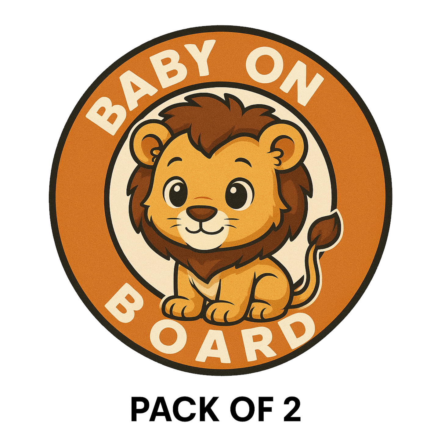 Smeeps “Baby On Board” Car Sticker – Cute Lion Design – 13.97 x 13.97 cm | Round Animal Safety Sign for Cars