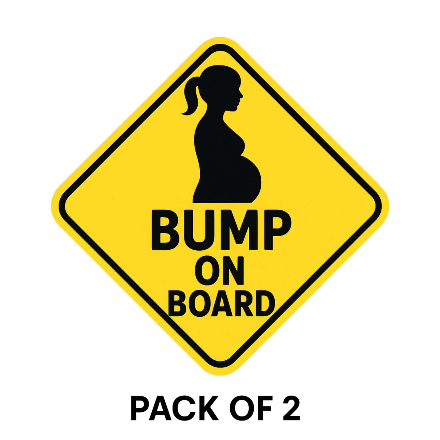 Smeeps “Bump On Board” Car Sticker – Diamond Yellow Safety Design – 13 x 13 cm | Pregnancy Awareness Sign, Waterproof & Long-Lasting