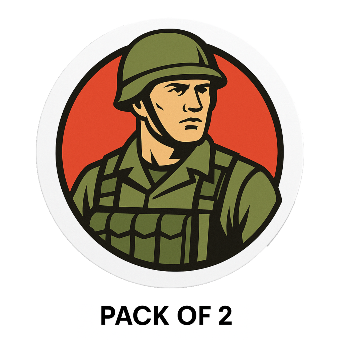 Military Man Circle Sticker – 13.97 x 13.97 cm | Bold Soldier Design for Cars, Bikes | Waterproof & Durable