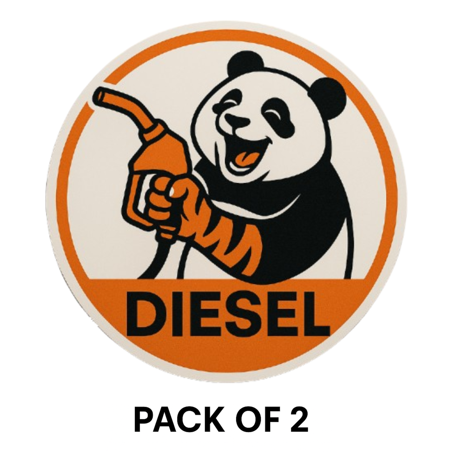 Smeeps Laughing Diesel Panda Sticker – 7.62 x 7.62 cm Round Fuel-Themed Car Decal with Smiling Cartoon Panda & Nozzle Design | Waterproof Vinyl for Cars Only