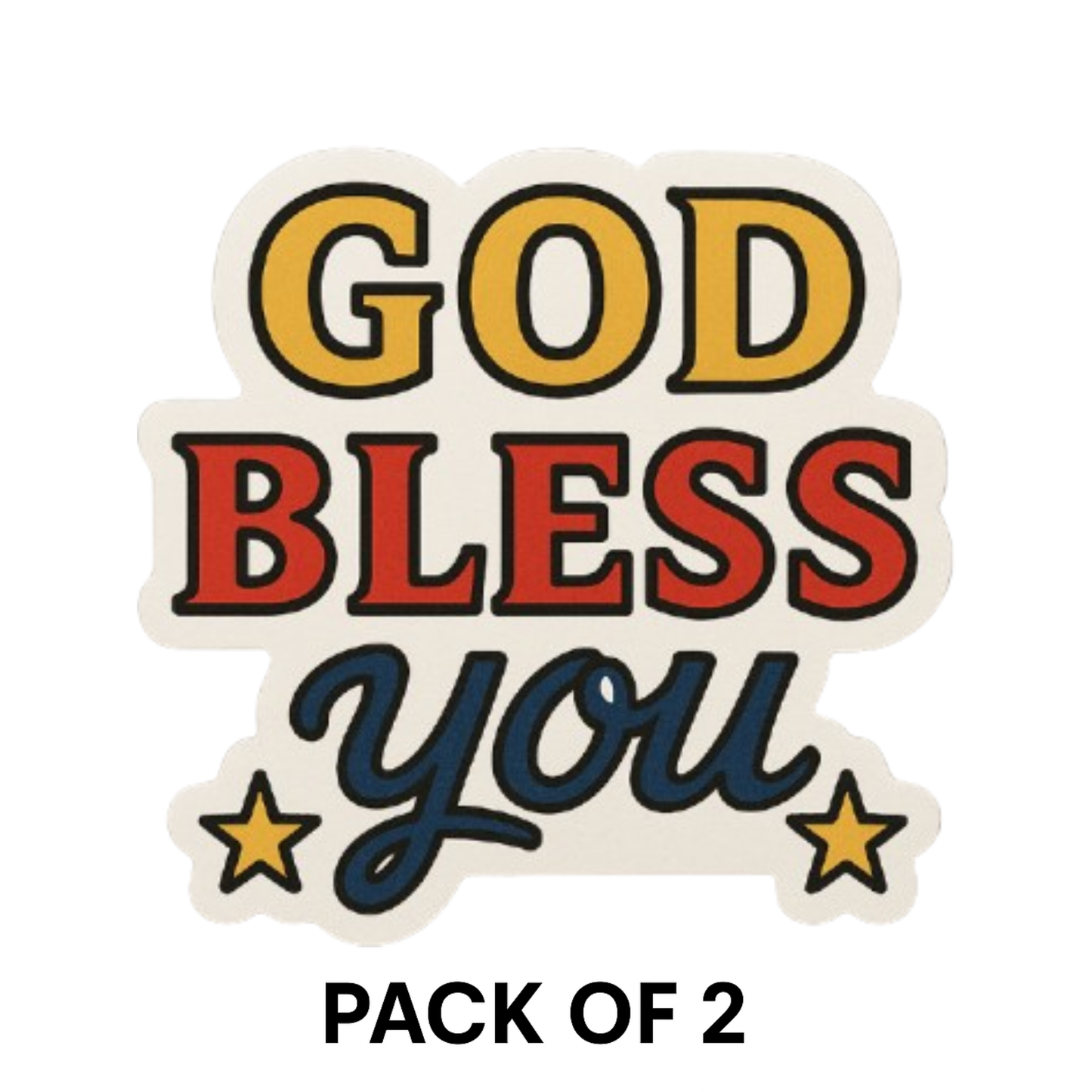 Smeeps “God Bless You” Sticker – 8.4 x 7.8 cm Inspirational Car Decal with Stars | Waterproof & Fade-Resistant