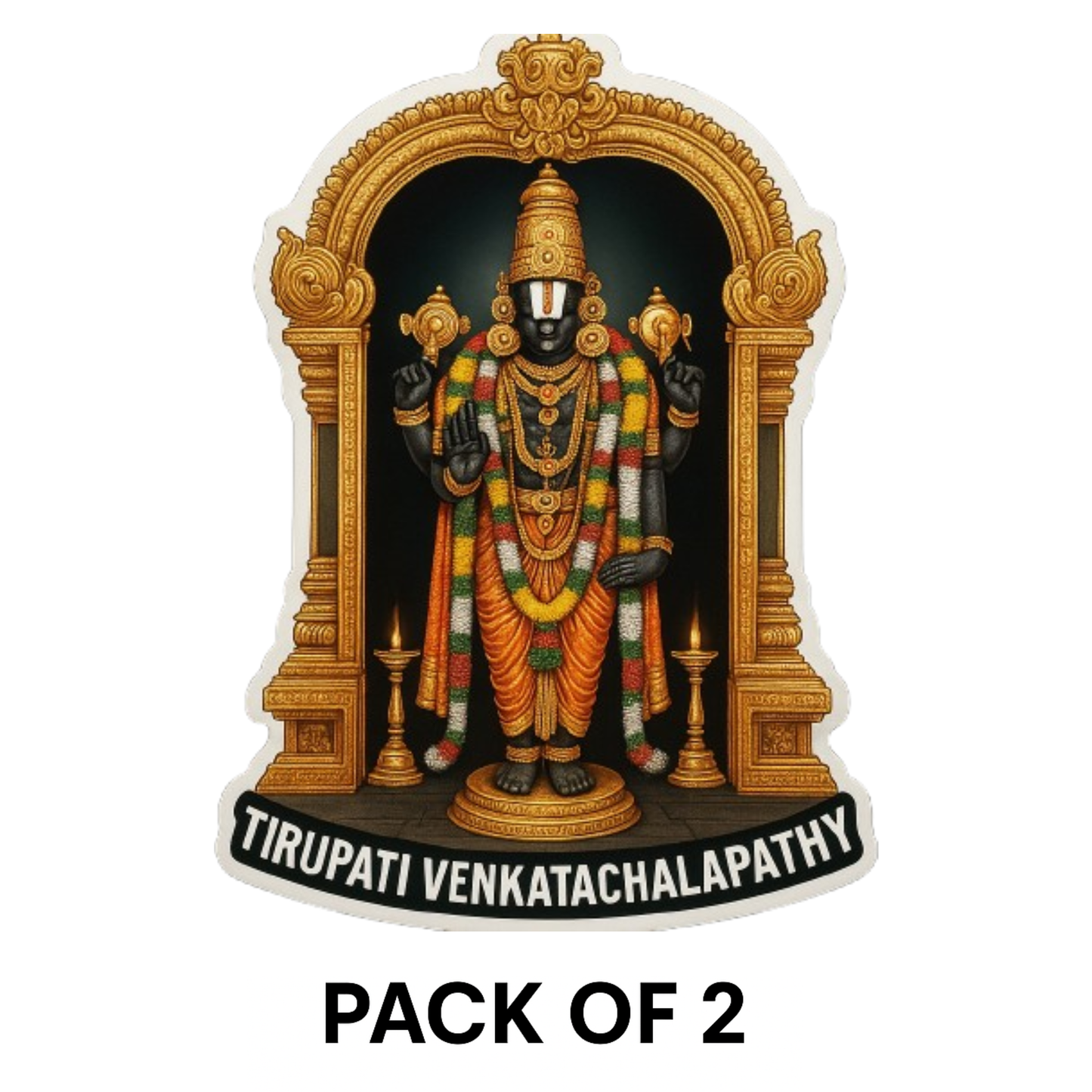 Smeeps Tirupati Venkatachalapathy Car Sticker – Divine Temple Arch Design – 7.62 x 11.43 cm | Premium Vinyl Decal for Cars