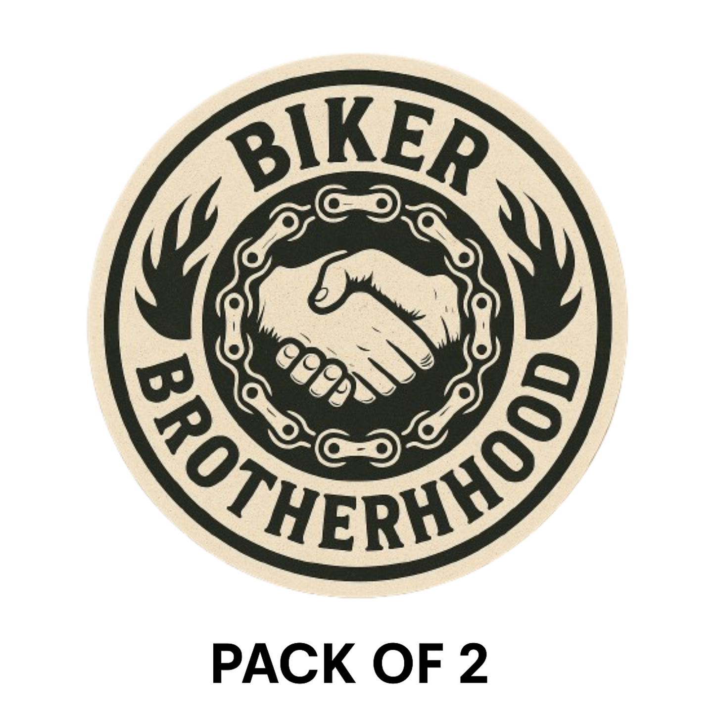 Smeeps Biker Brotherhood Sticker – 10.16 x 10.16 cm | Vinyl Bike Tank Decal (Vintage Chain & Grip Design)