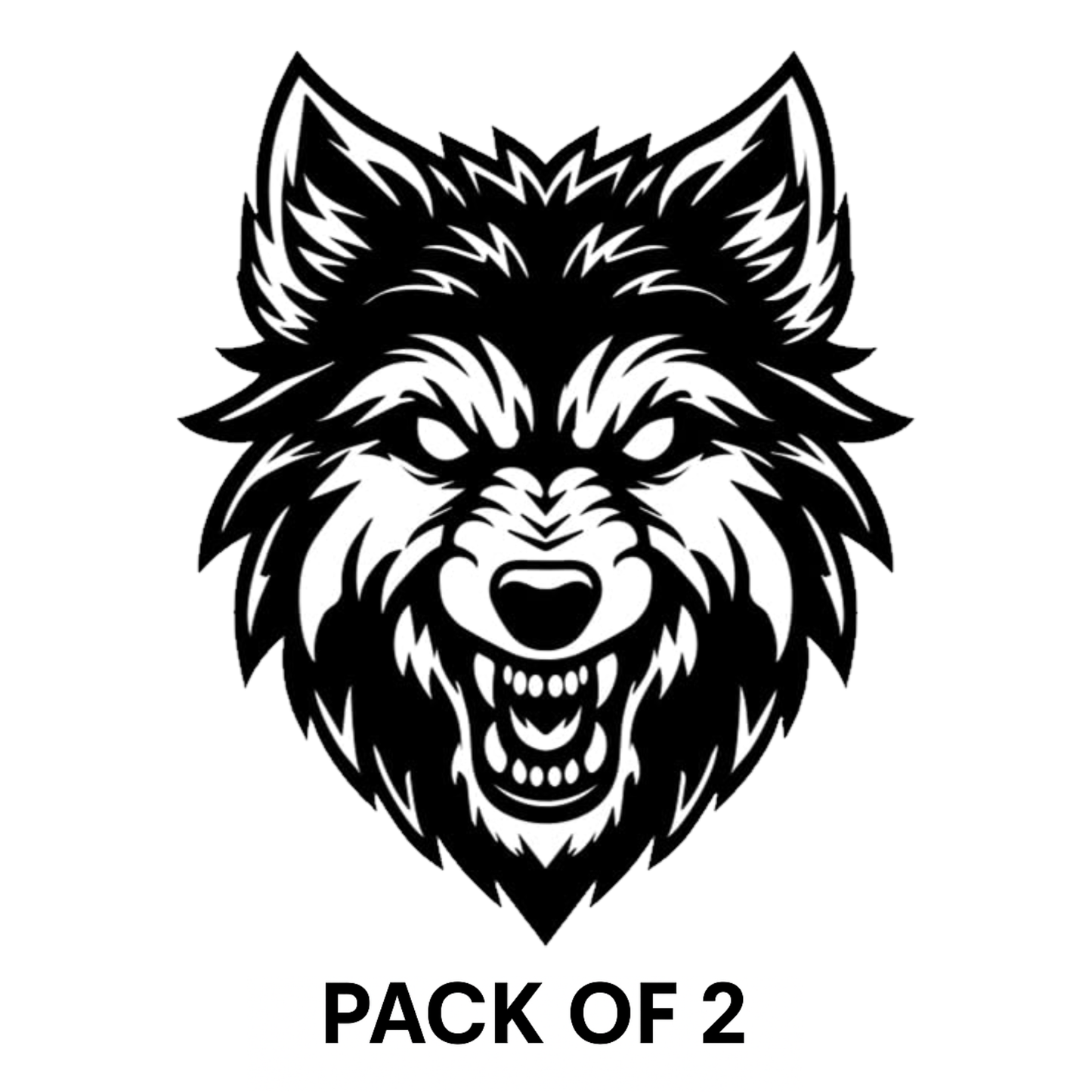 Smeeps Wolf Head Sticker – 14 x 17 cm | Bold Black & White Tribal Design | Fierce Animal Graphic for Cars