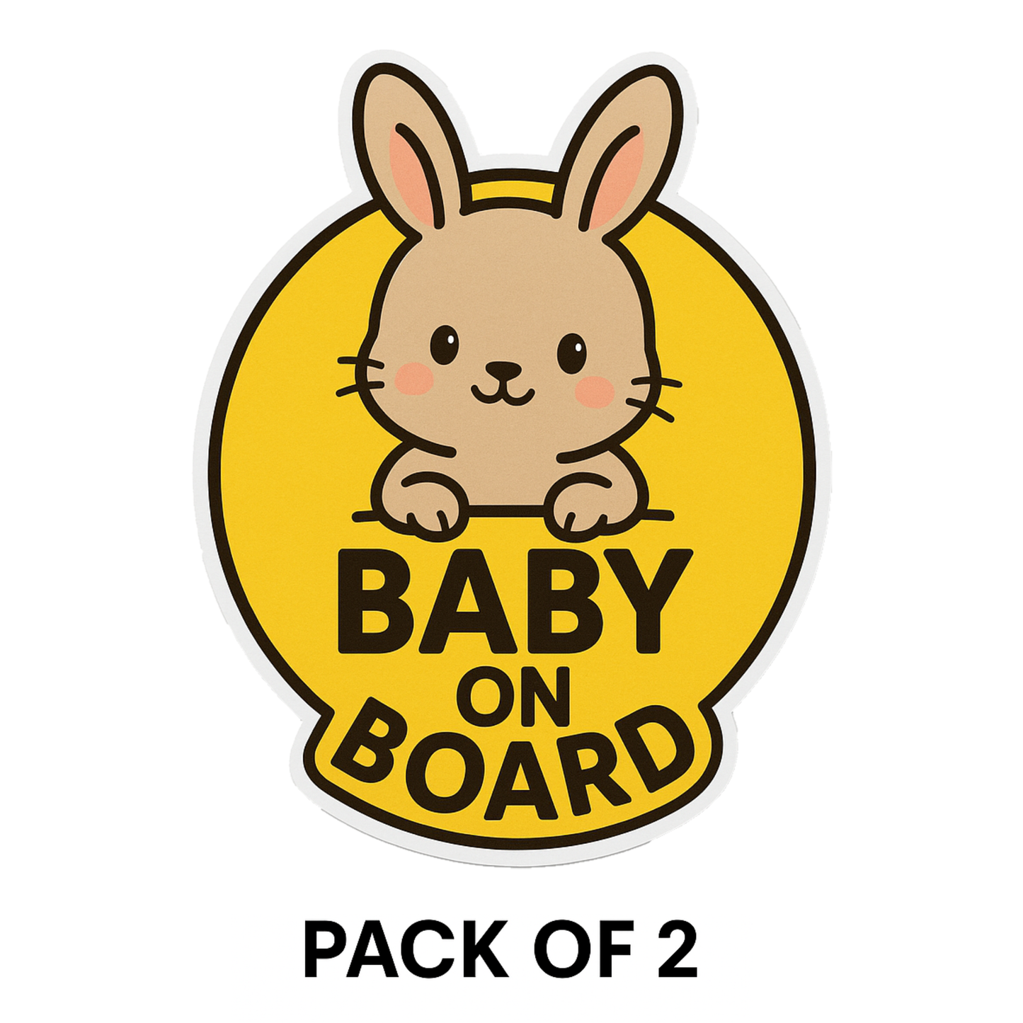 Smeeps “Baby On Board” Car Sticker – Cute Bunny Design – 13.97 x 13.97 cm | Animal Warning Sign for Cars