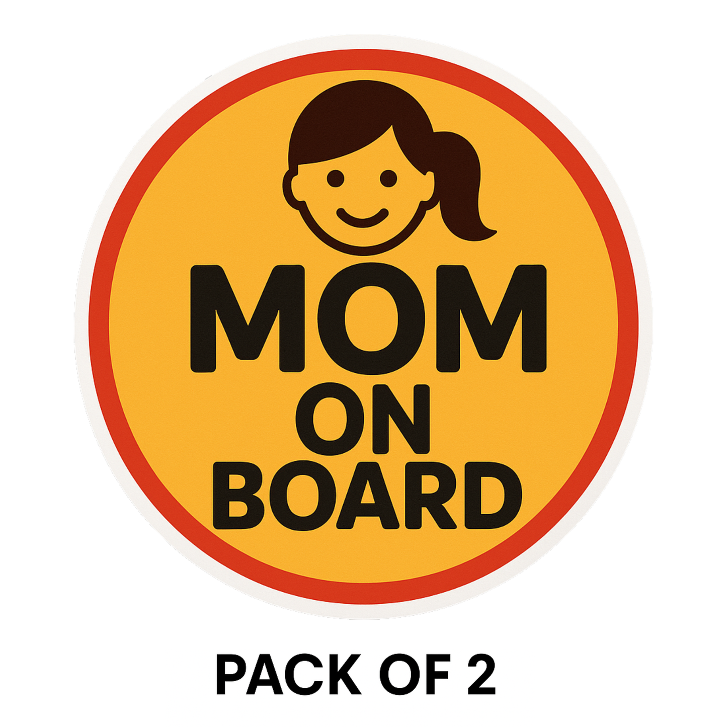 Smeeps “Mom On Board” Car Sticker – Cute Yellow Design with Red Border – 13.97 x 13.97 cm | Safety Awareness for Mothers, Waterproof & Durable