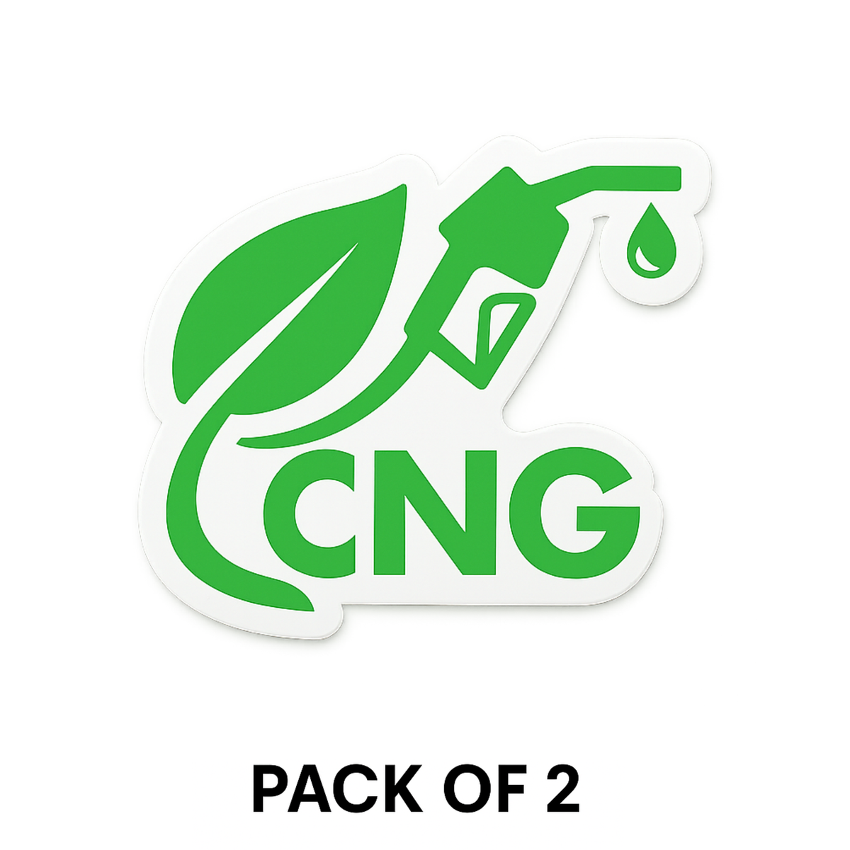 Smeeps CNG Eco Fuel Sticker – 9 x 7.7 cm Green Leaf & Nozzle Design Car & Bike Vinyl Decal | Waterproof | Clear CNG Identification