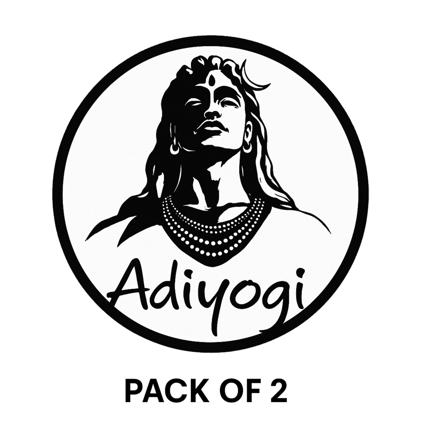 Smeeps Adiyogi Car Sticker – Minimalist Shiva Design – 7.62 x 7.62 cm | Circular Vinyl Decal for Cars