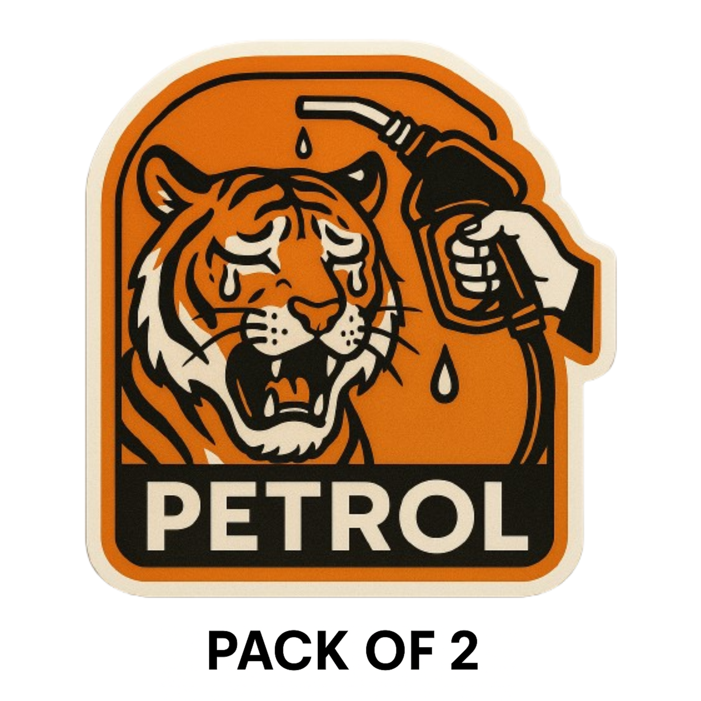 Smeeps Crying Petrol Tiger Sticker – 8.2 x 7.8 cm Funny Fuel-Themed Car Decal with Cartoon Tiger & Nozzle | Waterproof Vinyl Sticker for Petrol Vehicles Only