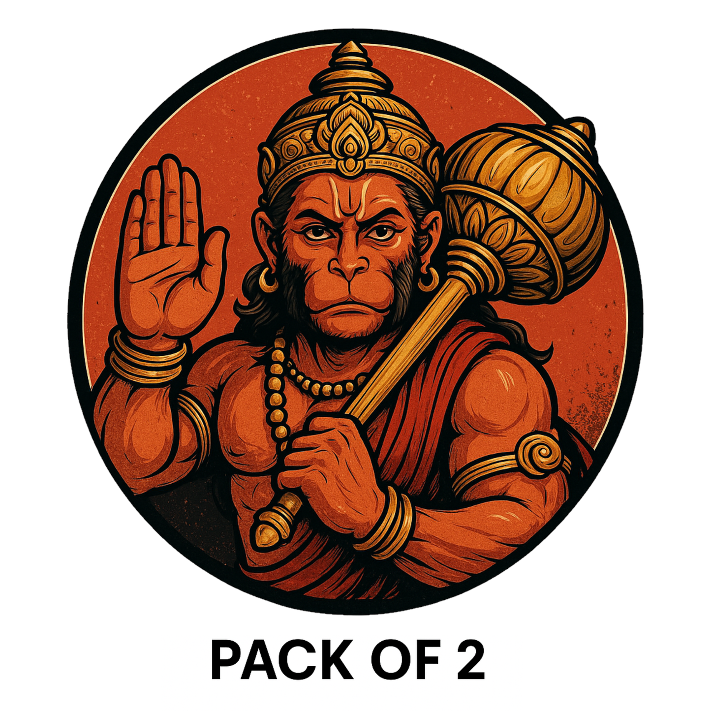 Smeeps Lord Hanuman Bike Sticker – Bold Round Devotional Design – 7.6 x 7.6 cm | Waterproof Vinyl Decal for Bikes