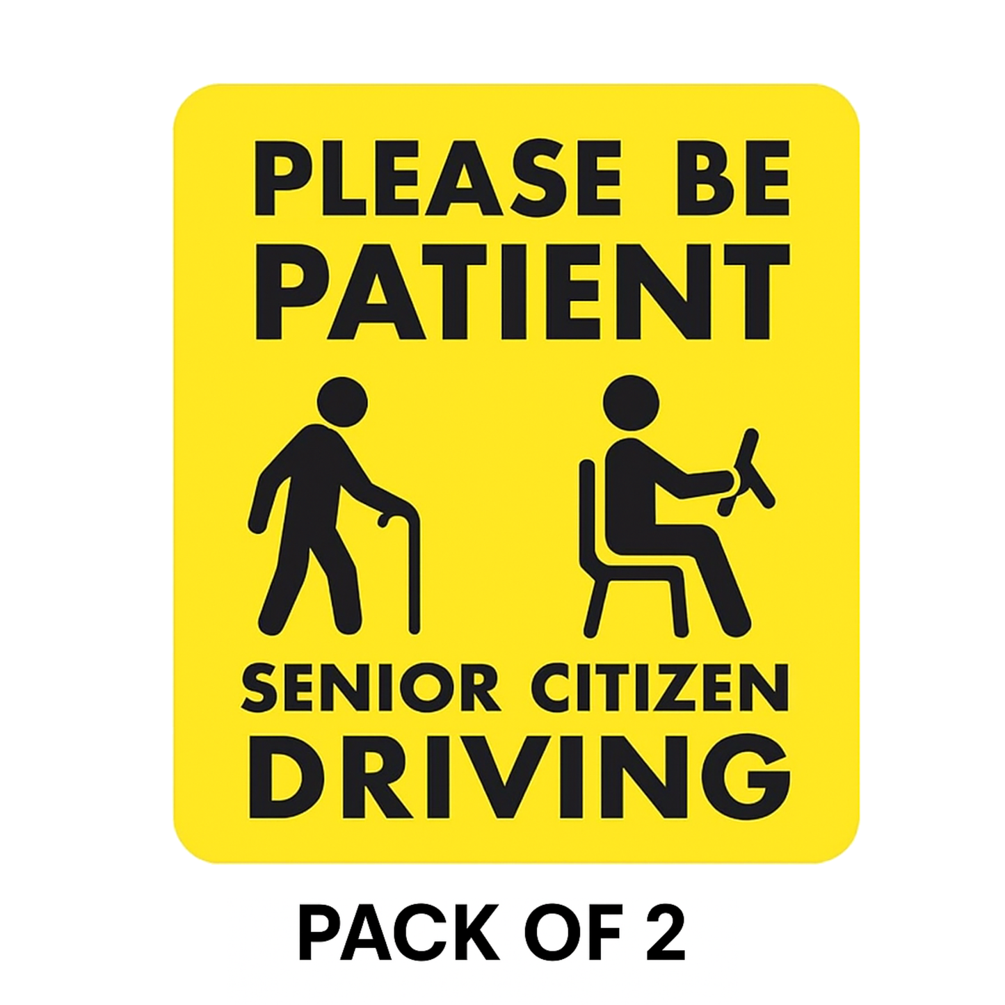 Smeeps Senior Citizen Driving Car Sticker – 14 x 12.7 cm Yellow Safety Alert Decal for Cars