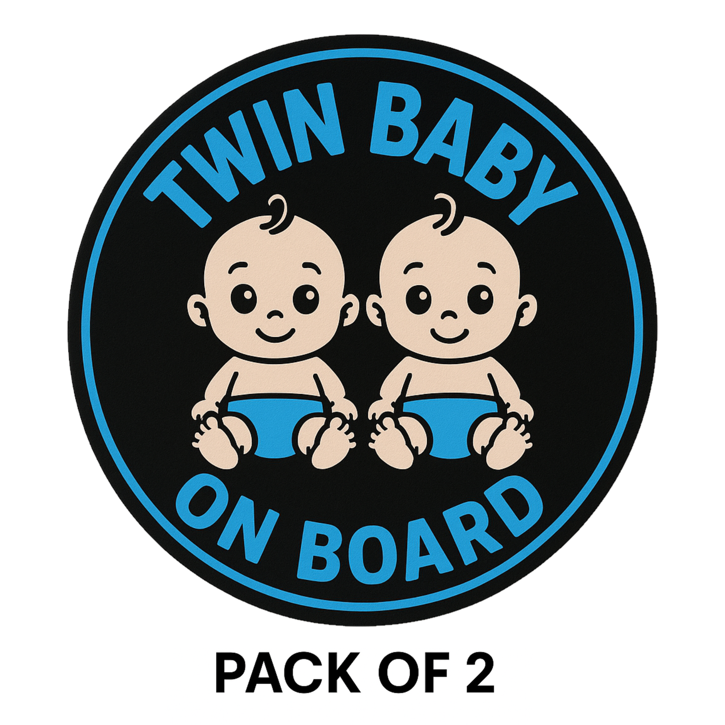 Smeeps Twin Baby on Board Sticker – 13.97 x 13.97 cm | Cute Cartoon Style Twins in Blue | Car Safety Sign for Boys