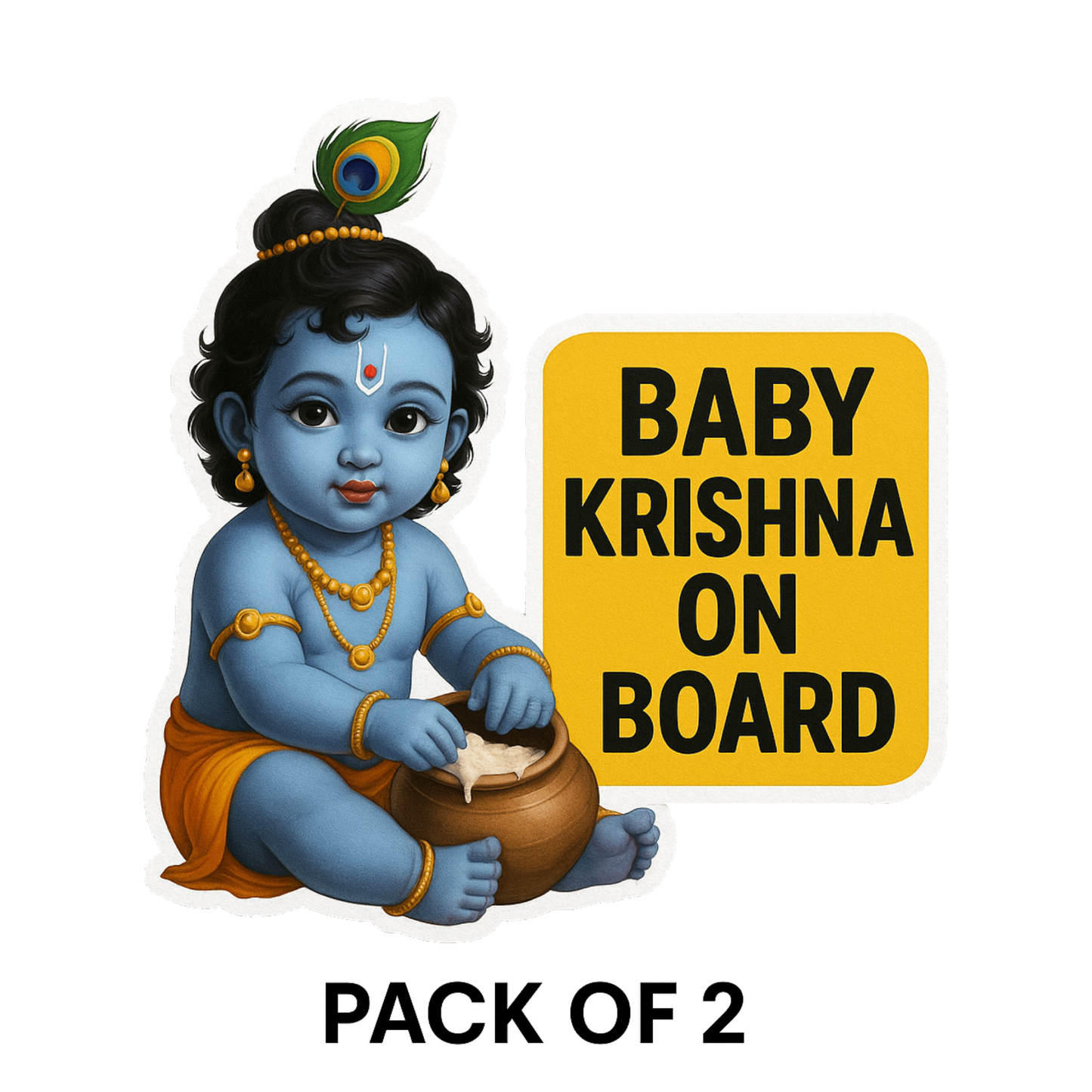 Smeeps Baby Krishna on Board Sticker – Spiritual Car Safety Decal | 12.7 x 12.7 cm