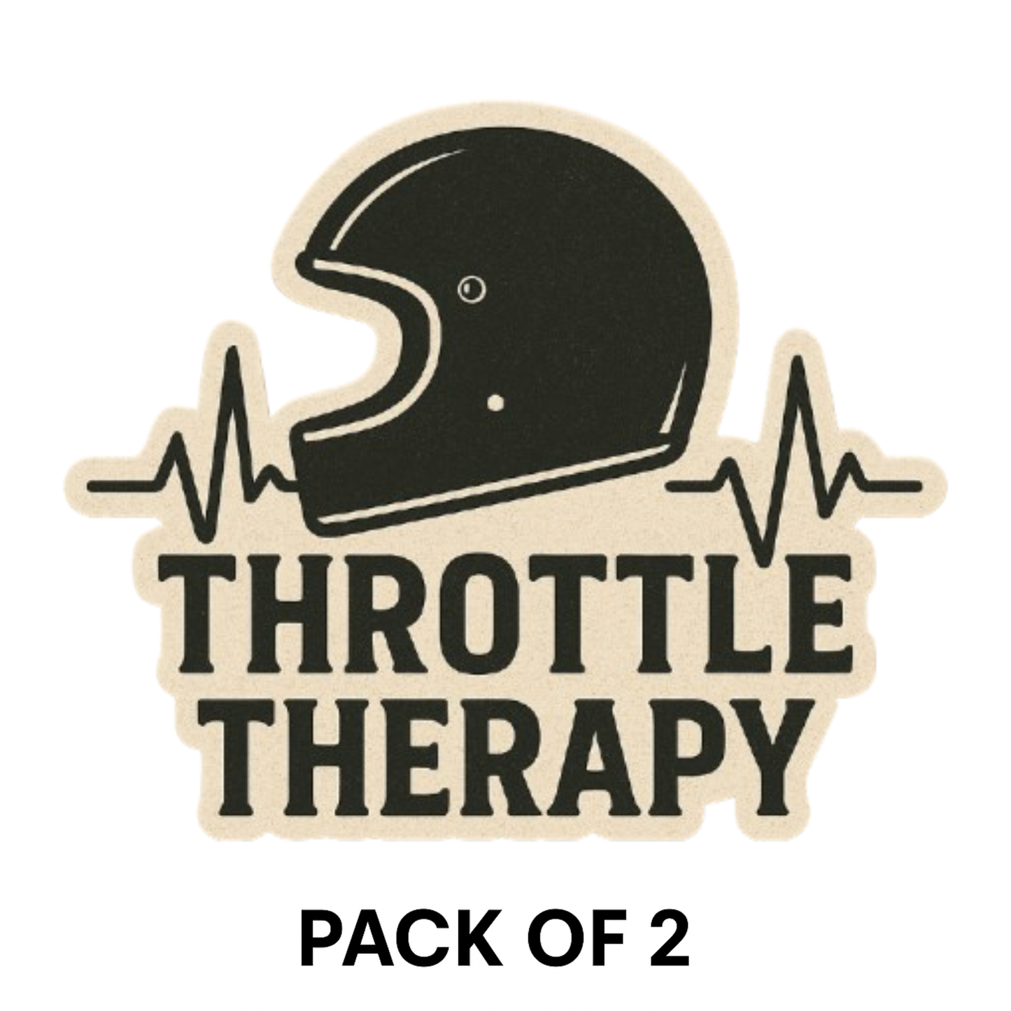 Smeeps Throttle Therapy Sticker – 10.16 x 10.16 cm | Biker Helmet Vinyl Decal (Retro Beige & Black Theme)