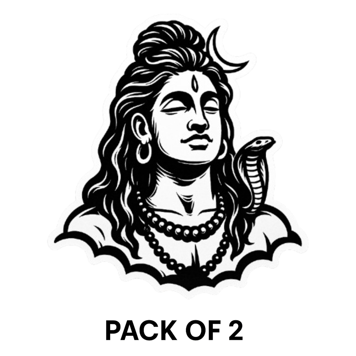 Smeeps Adiyogi Shiva Sticker – Black & White Sacred Calm | 10.16 x 7.62 cm | Vinyl for Bike & Car Use
