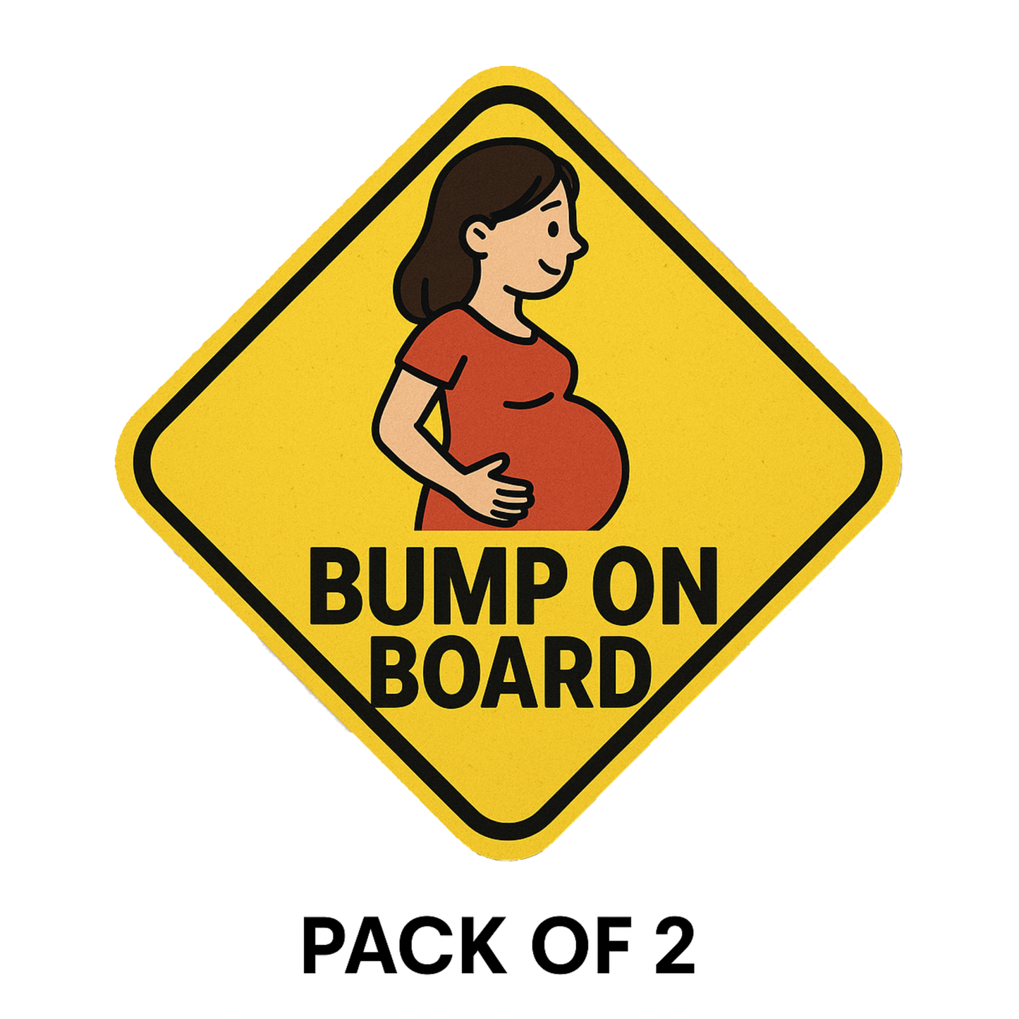 Smeeps Bump On Board Car Sticker – Pregnant Woman Warning Sign – 12.9 x 12.9 cm | High-Visibility Vinyl Decal for Cars