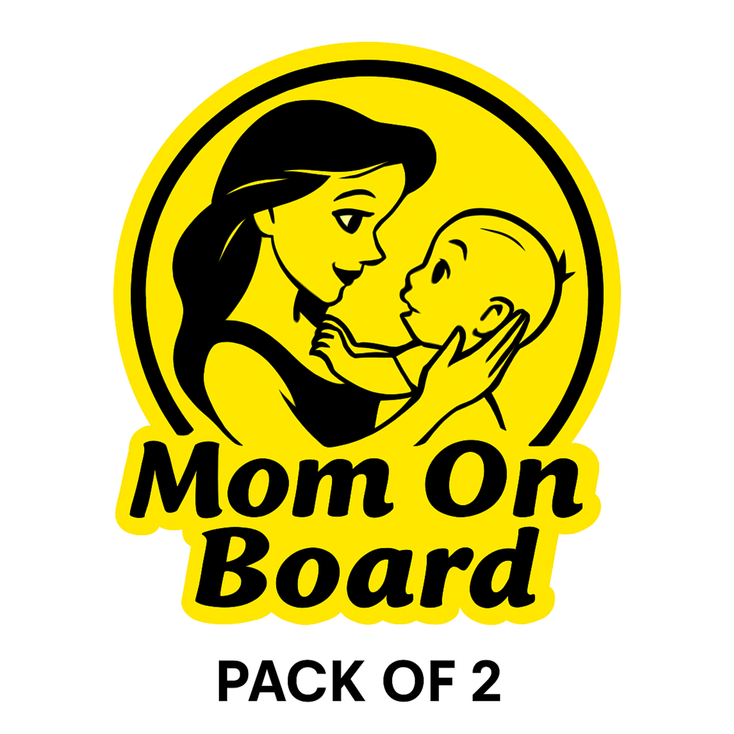 Smeeps Mom on Board Car Sticker – 14 x 12.7 cm Yellow & Black Safety Alert Decal for Cars