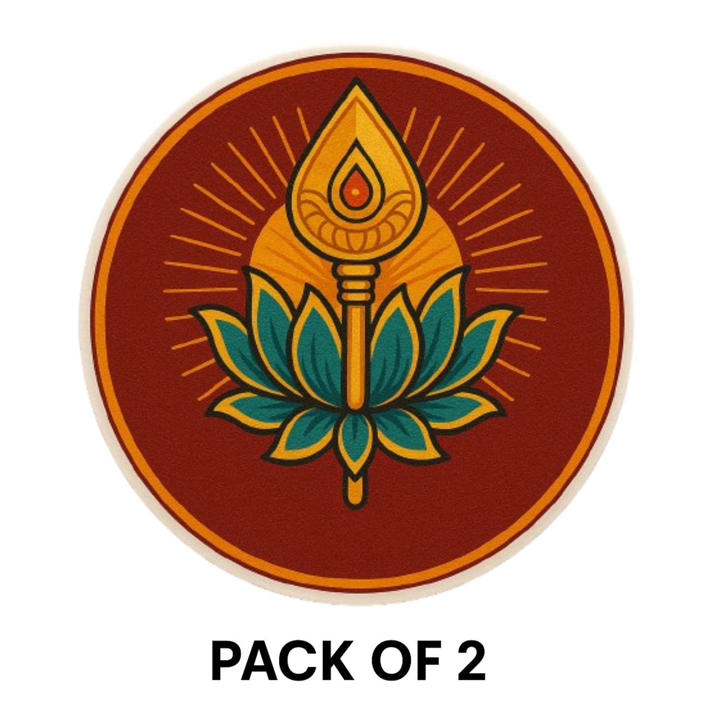 Vel Symbol Bike Sticker – 7.62 x 7.62 cm | Traditional Design with Lotus & Vel | Ideal for Tank or Helmet Use