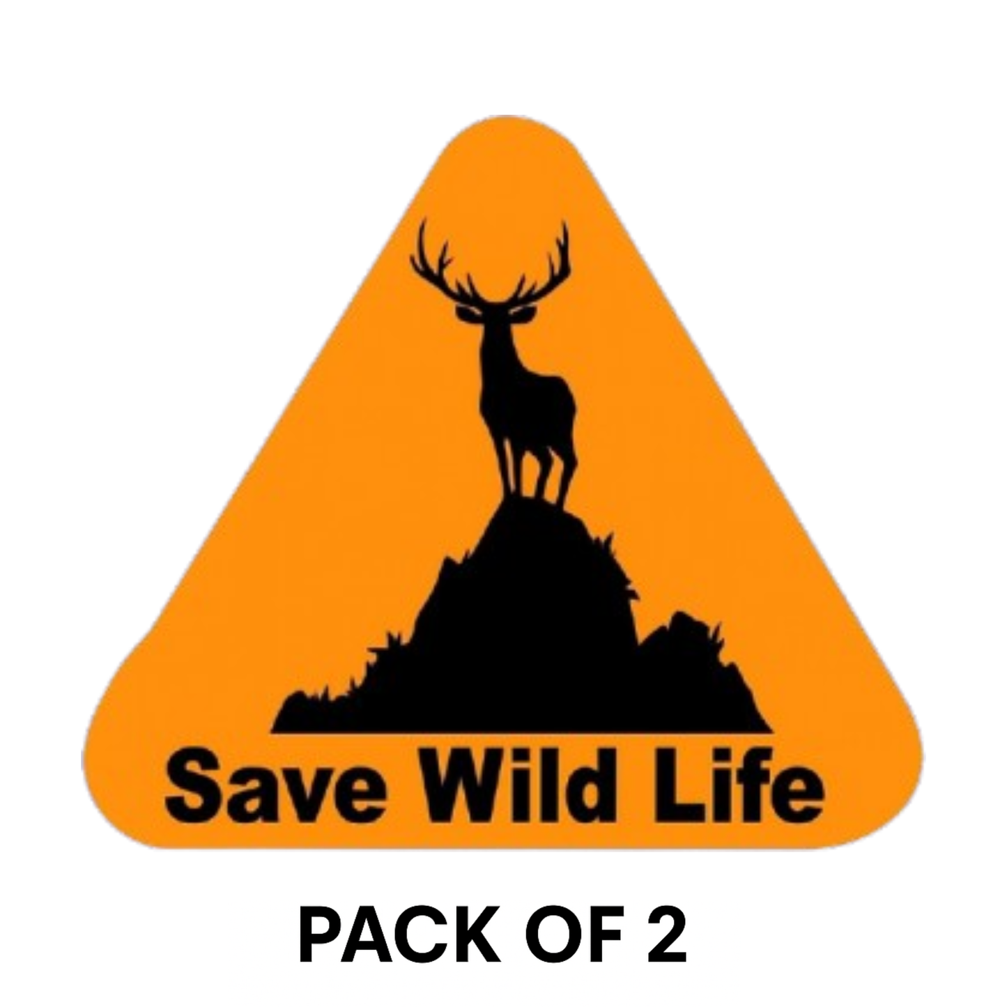 Smeeps Save Wildlife Sticker – 8.9 x 8.2 cm Triangle Design with Deer Silhouette | Bright Orange Safety Decal | Waterproof & Fade Resistant