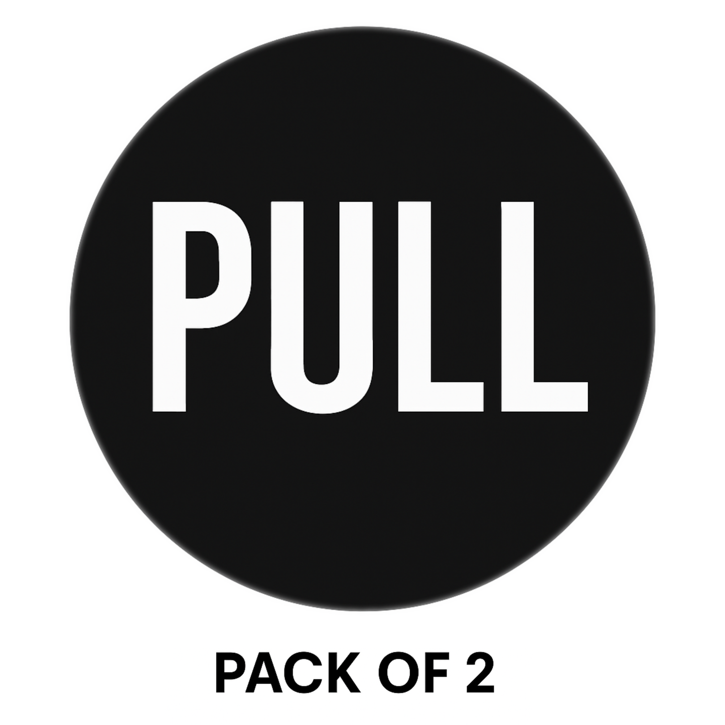 Pack of 2 | Smeeps Round “PULL” Door Sticker – 15.24 cm | Matte Black Finish with Bold White Text | Easy Peel & Stick Vinyl Decal | Ideal for Offices, Stores & Restaurants