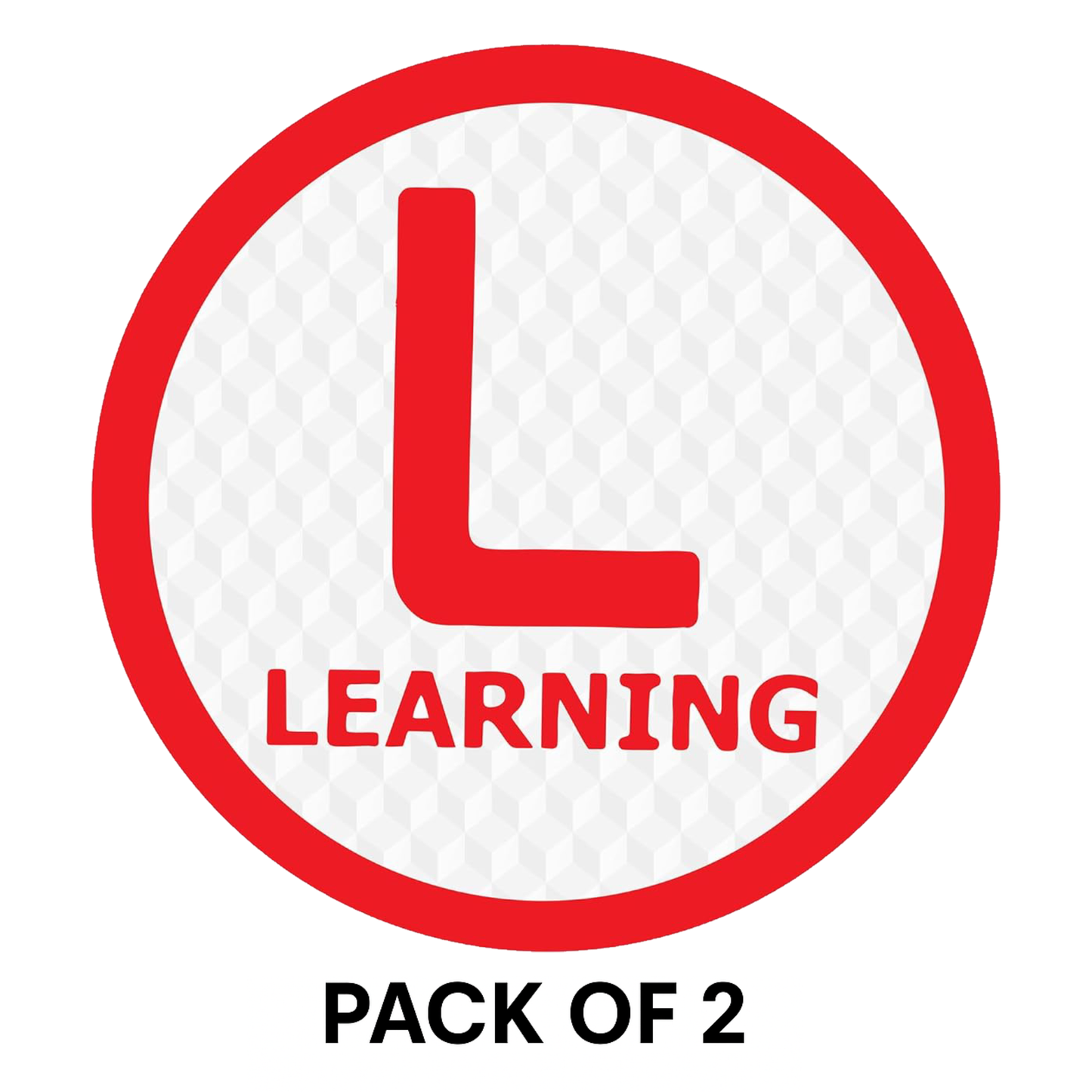 Pack of 2 | Smeeps Round Learning Stickers for Vehicles (15.24 cm) – “L” Symbol with “LEARNING” Text | Reflective Waterproof Vinyl, for Cars & Bikes