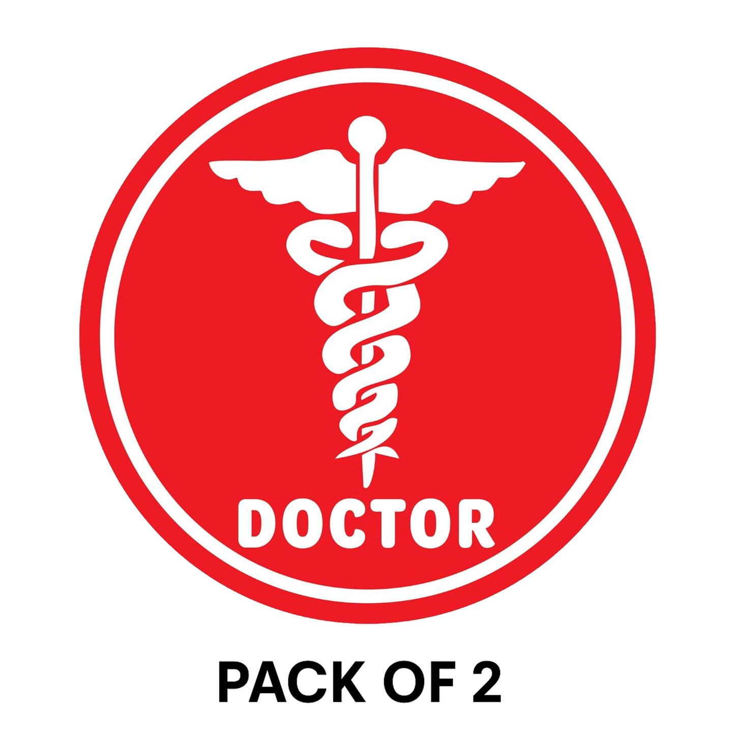 Smeeps Doctor Car Sticker – 10.16 x 10.16 cm | Bold Red Medical Emblem with Text | Professional Identification for Vehicles