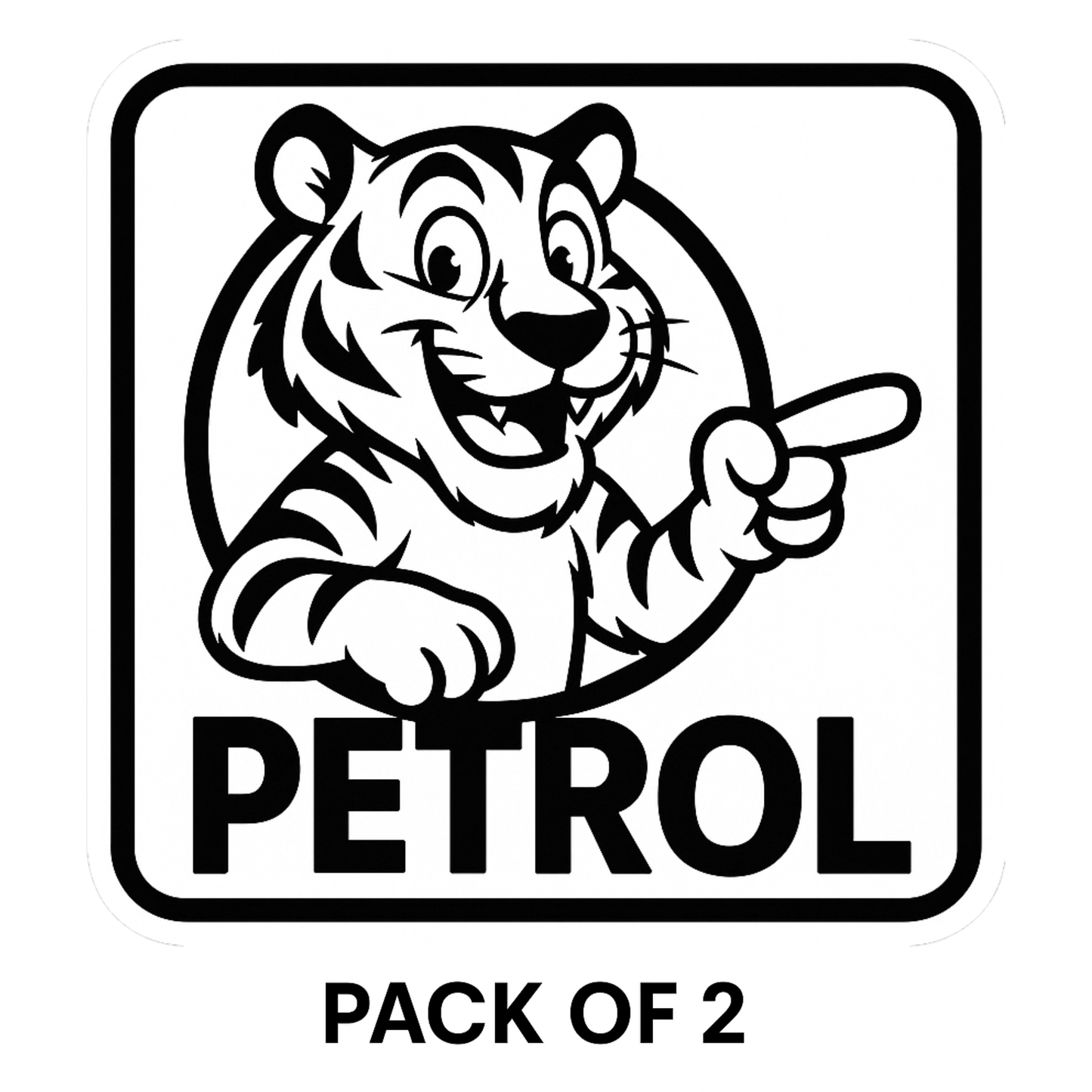 Red Tiger Petrol Sticker – 13 x 13 cm | Bold Cartoon Fuel Indicator | Waterproof Vinyl Decal for Cars