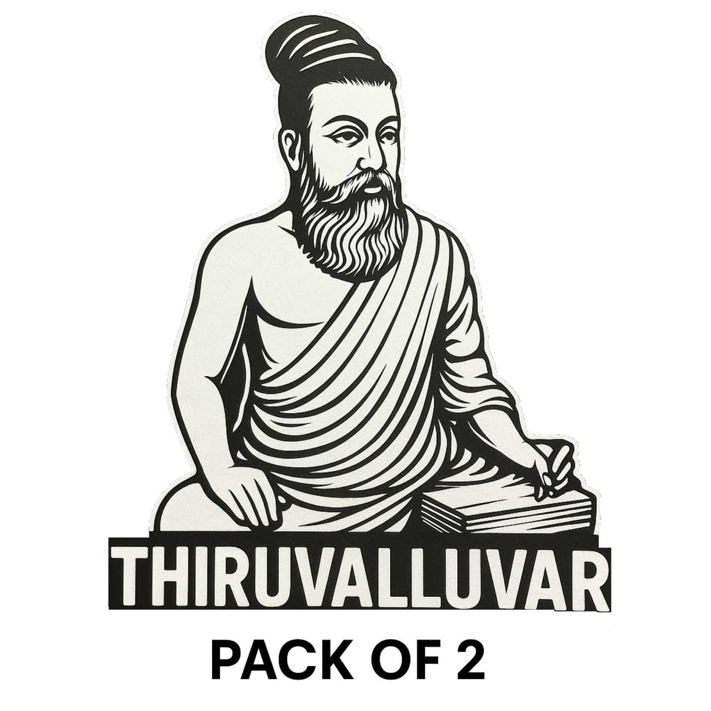 Smeeps Thiruvalluvar Car Sticker – Classic Monochrome Tamil Design – 7.62 x 10.16 cm | Premium Vinyl Decal for Cars