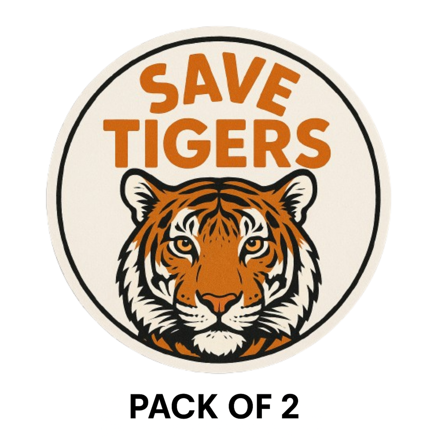 Smeeps Save Tigers Round Sticker | 14 x 14 cm | Wildlife Awareness Vinyl Decal for Car