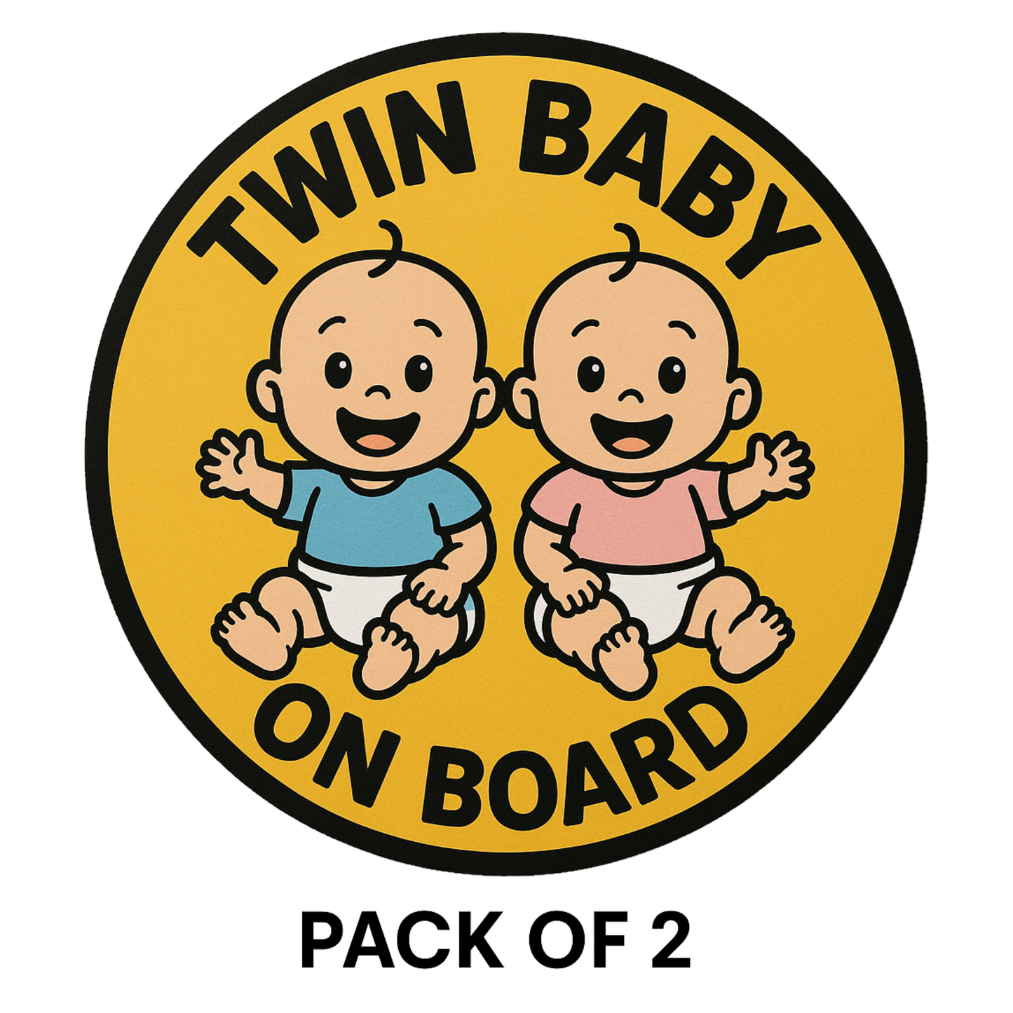 Smeeps Twin Baby On Board Sticker – 13.97 x 13.97 cm | Cute Safety Sign for Cars | Waterproof & Durable