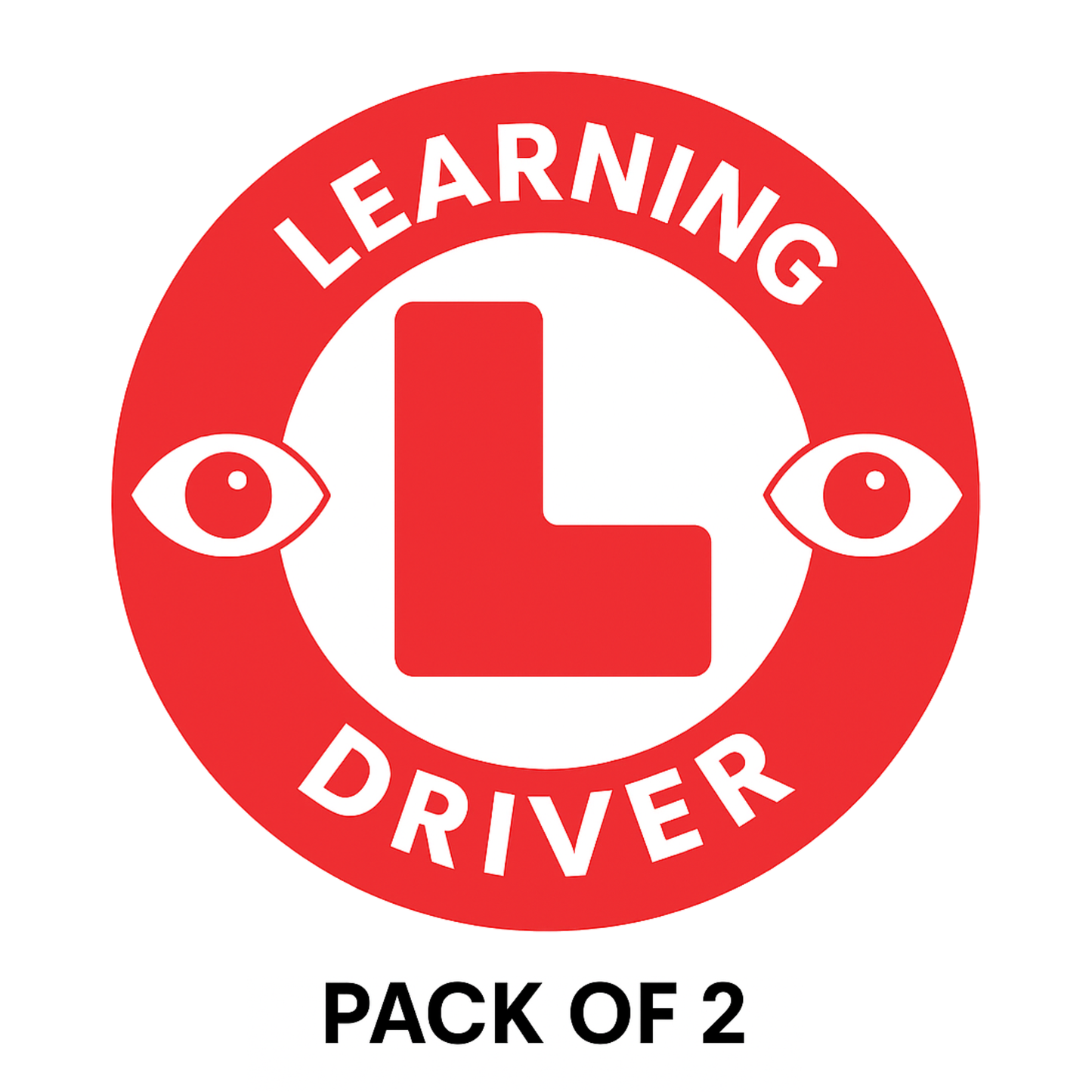 Smeeps Learning Driver Car Sticker – 14 x 14 cm Round Red Safety Decal with Eye Symbols for Cars