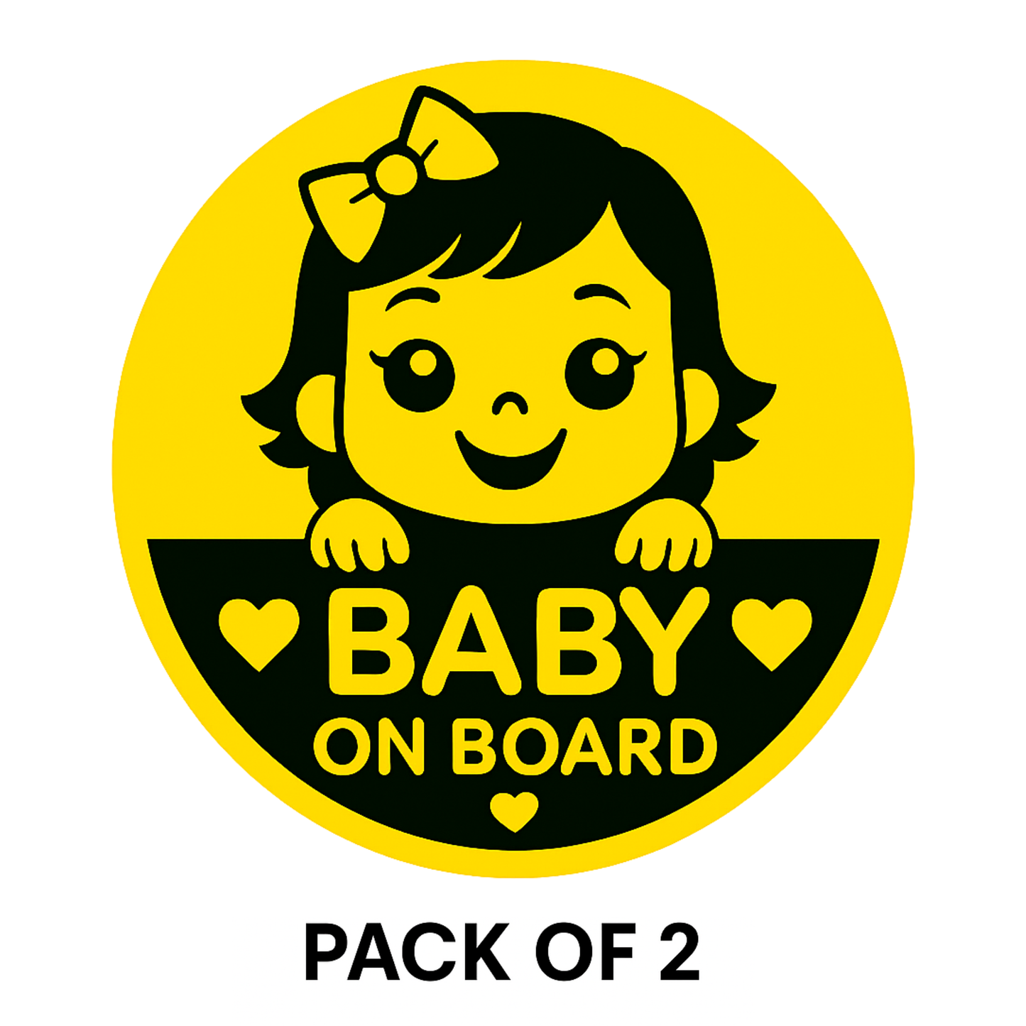 Smeeps Baby on Board Car Sticker – 14 x 14 cm Round Safety Alert Decal for Cars – Yellow & Black