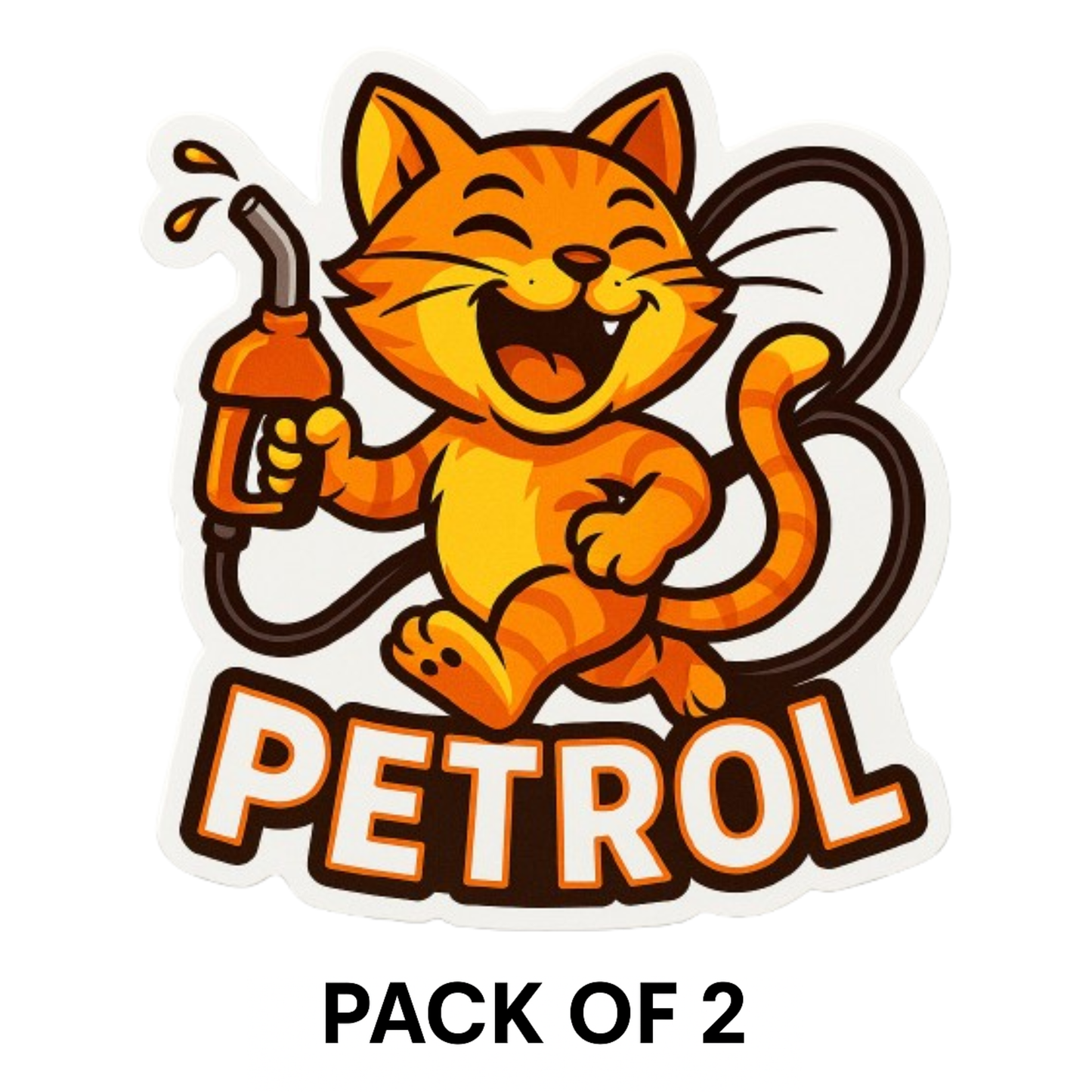 Smeeps Laughing Petrol Cat Sticker – 8.7 x 7.8 cm Playful Fuel-Themed Car Decal with Cartoon Cat & Nozzle | Waterproof Vinyl for Petrol Vehicles Only