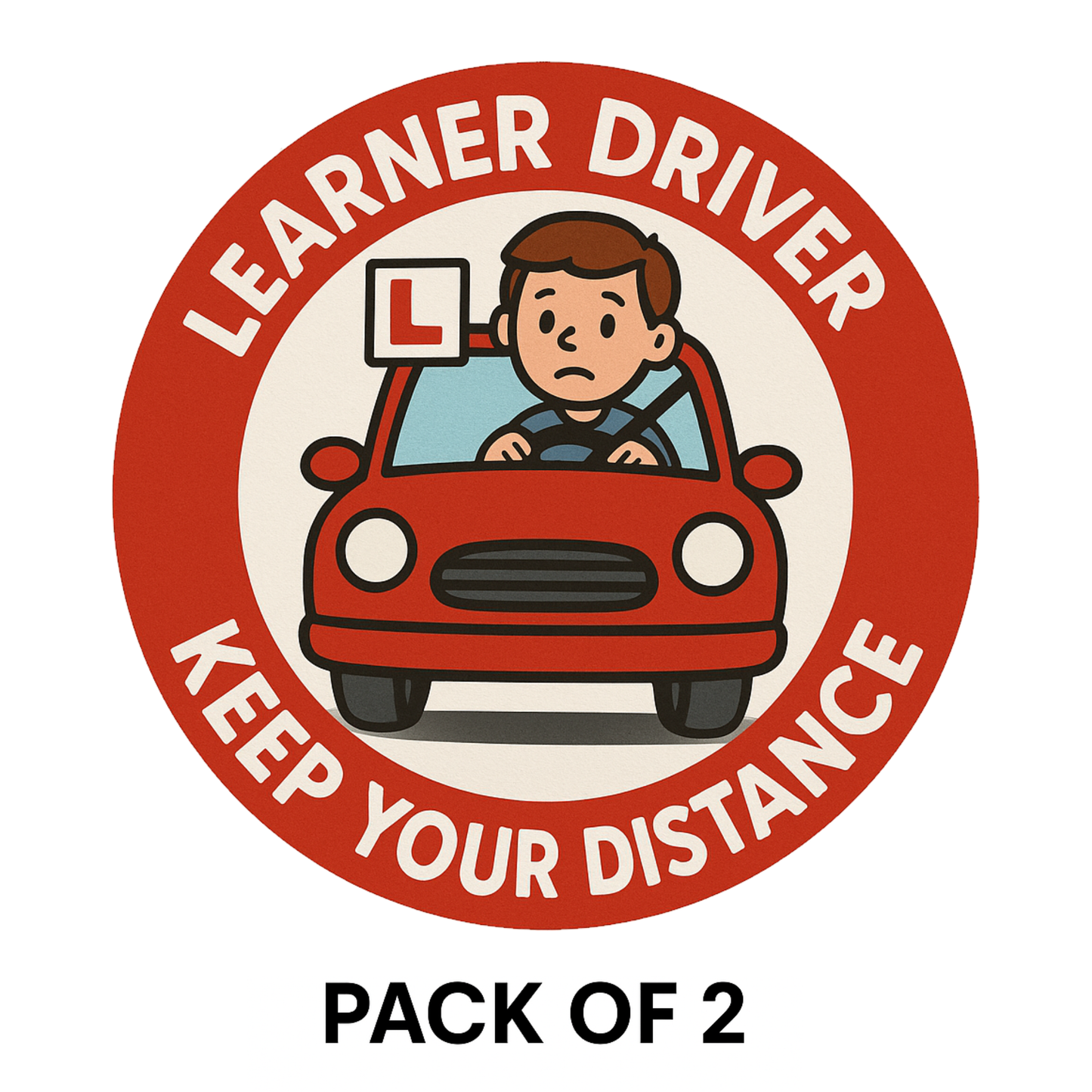 Smeeps Learner Driver Car Sticker – “Keep Your Distance” Red Circle Design – 13.97 x 13.97 cm | Ideal for New Drivers, Waterproof & Durable