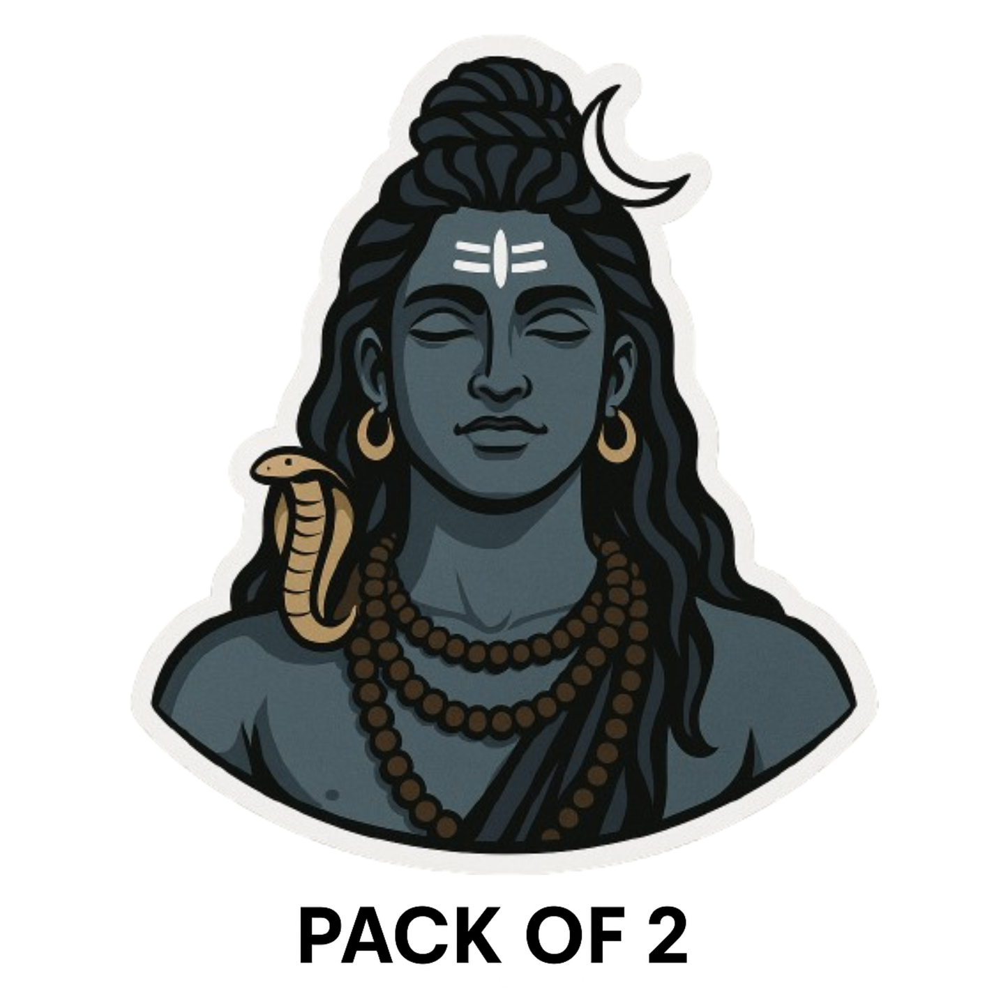 Smeeps Adiyogi Shiva Sticker with Cobra – Calm Expression | 10.16 x 7.62 cm | For Bike & Car Use