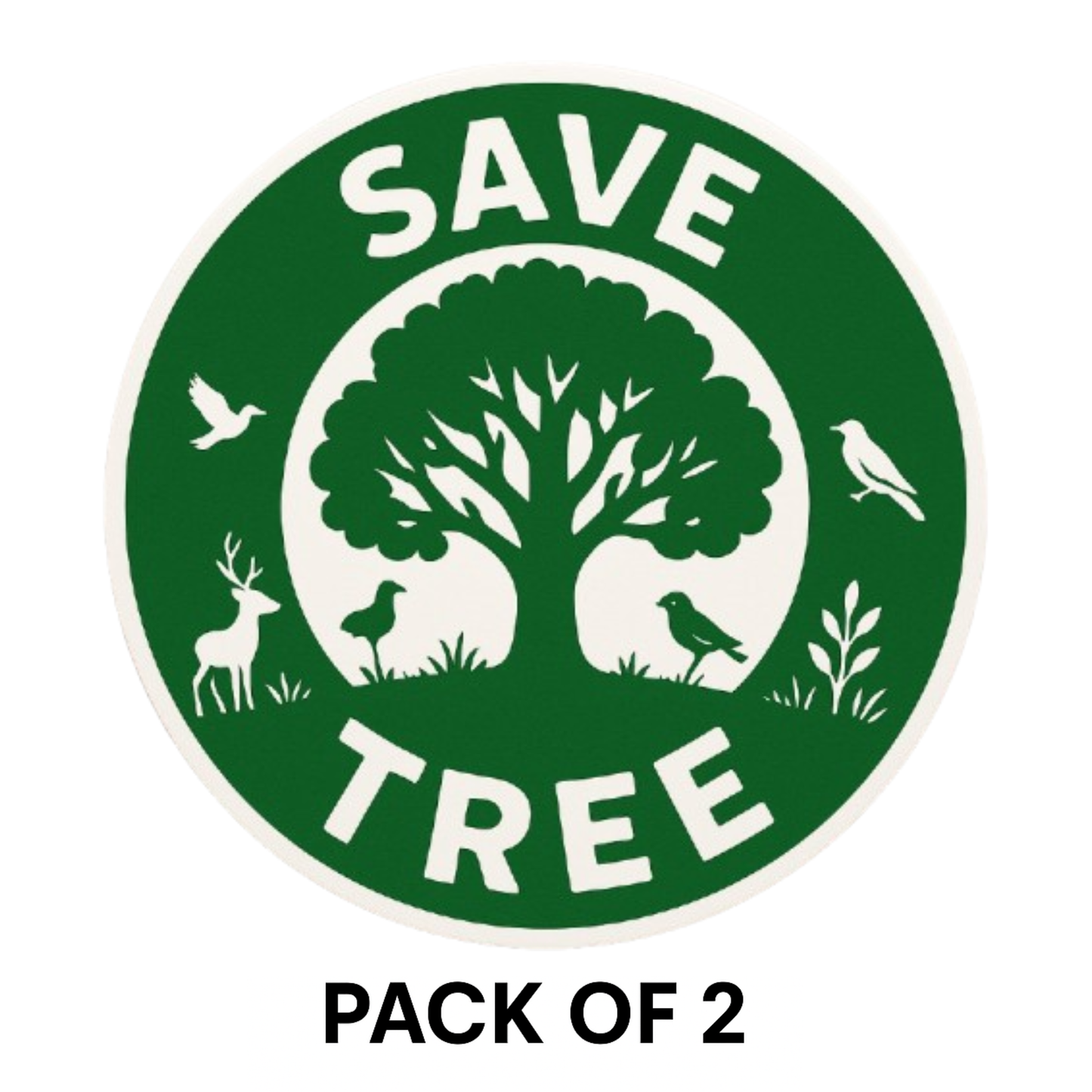 Smeeps Save Tree Round Sticker | 14 x 14 cm | Eco Awareness Vinyl Decal for Car