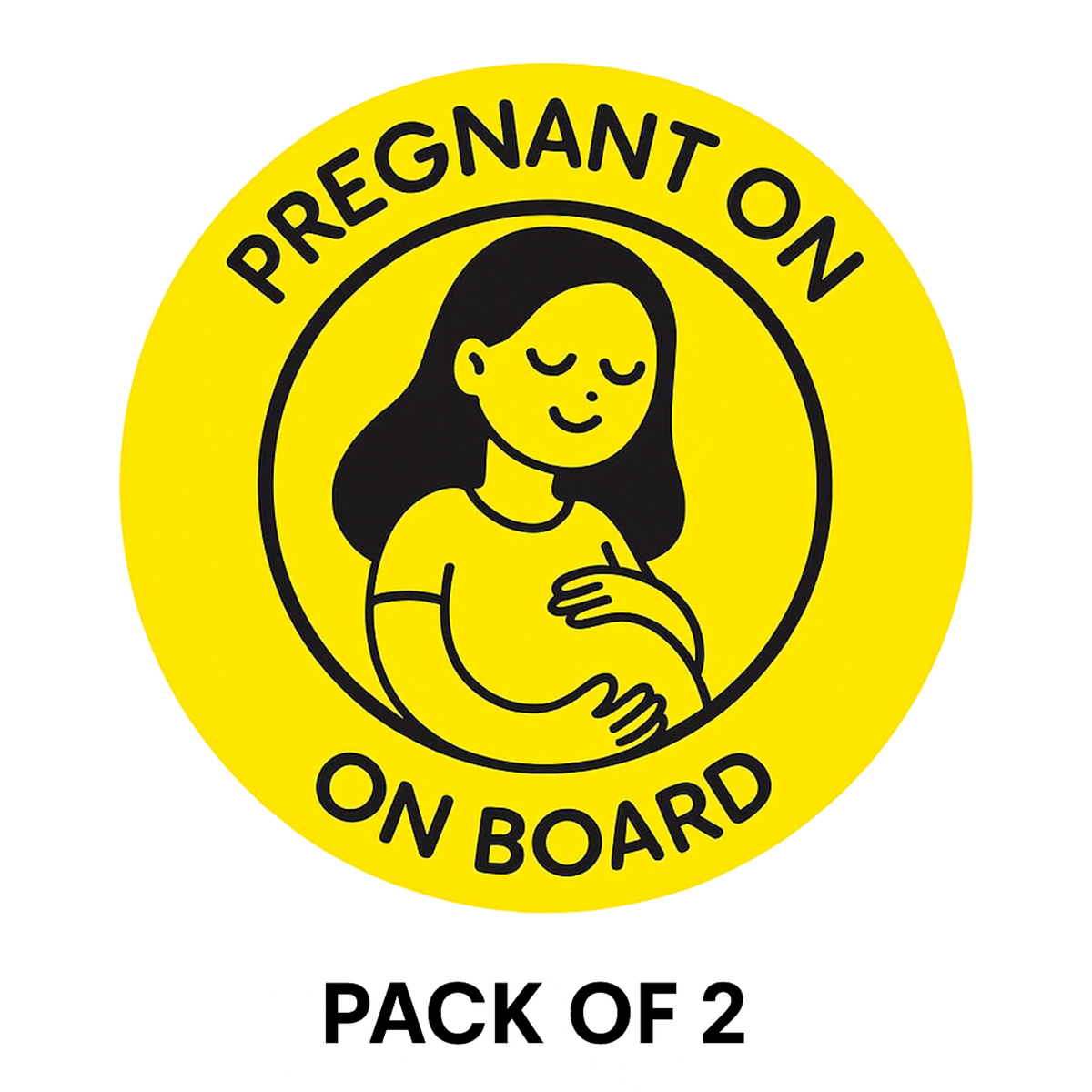 Smeeps Pregnant On Board Sticker – 14 x 14 cm Car & Bike Safety Vinyl Decal | High-Visibility Yellow Round Design | Waterproof & Durable