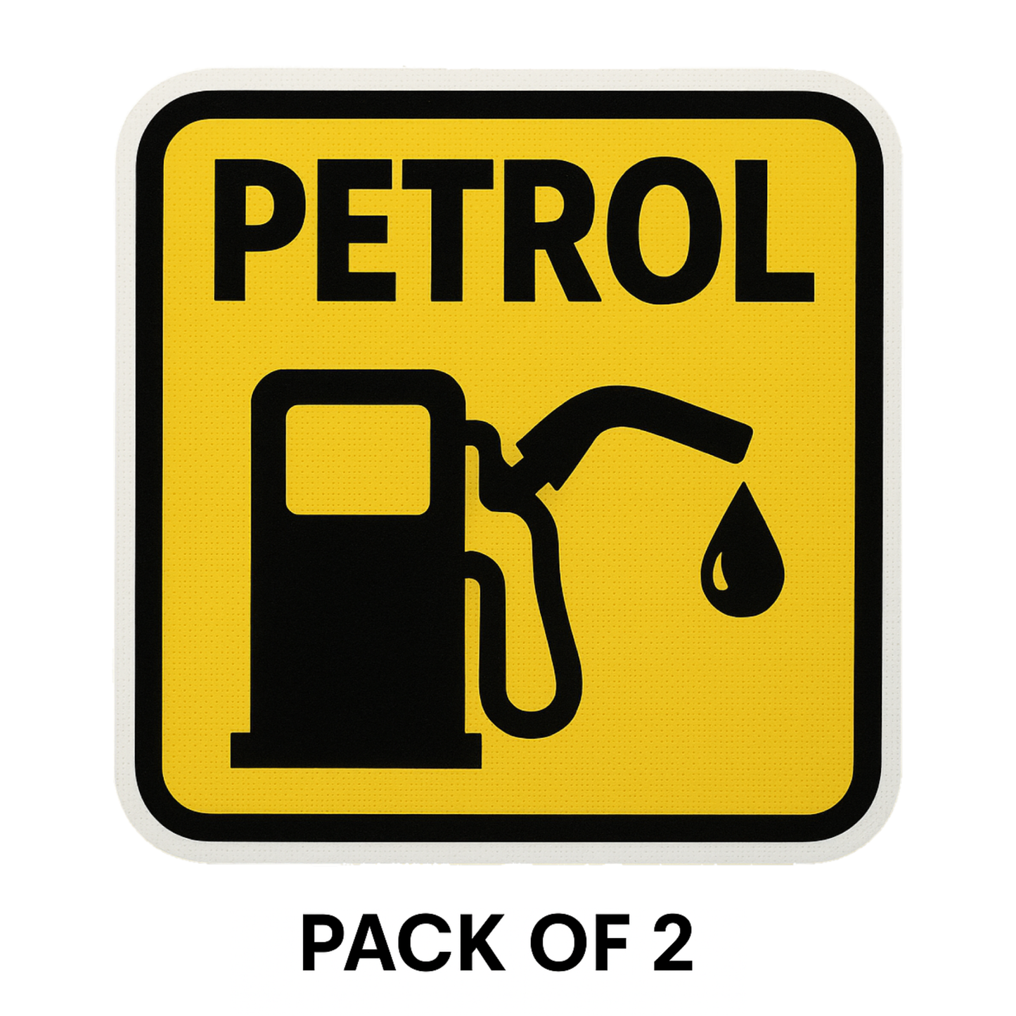 Yellow Petrol Fuel Pump Sticker – 13 x 13 cm | Bold High-Visibility Design | Waterproof Vinyl for Cars
