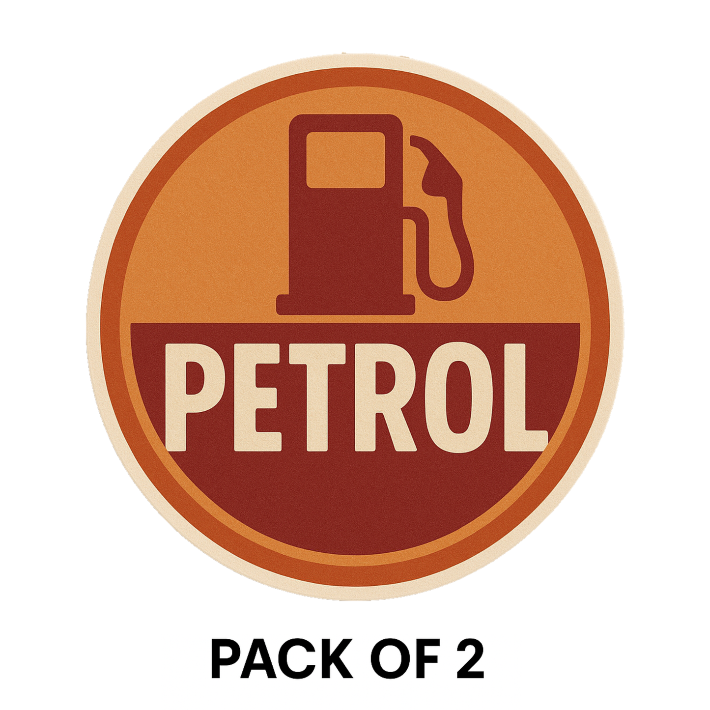 Smeeps Petrol Sticker – 8.89 x 8.89 cm Round Vintage Fuel Pump Icon Design | Bold Petrol Reminder Vinyl Decal | Waterproof & Weatherproof
