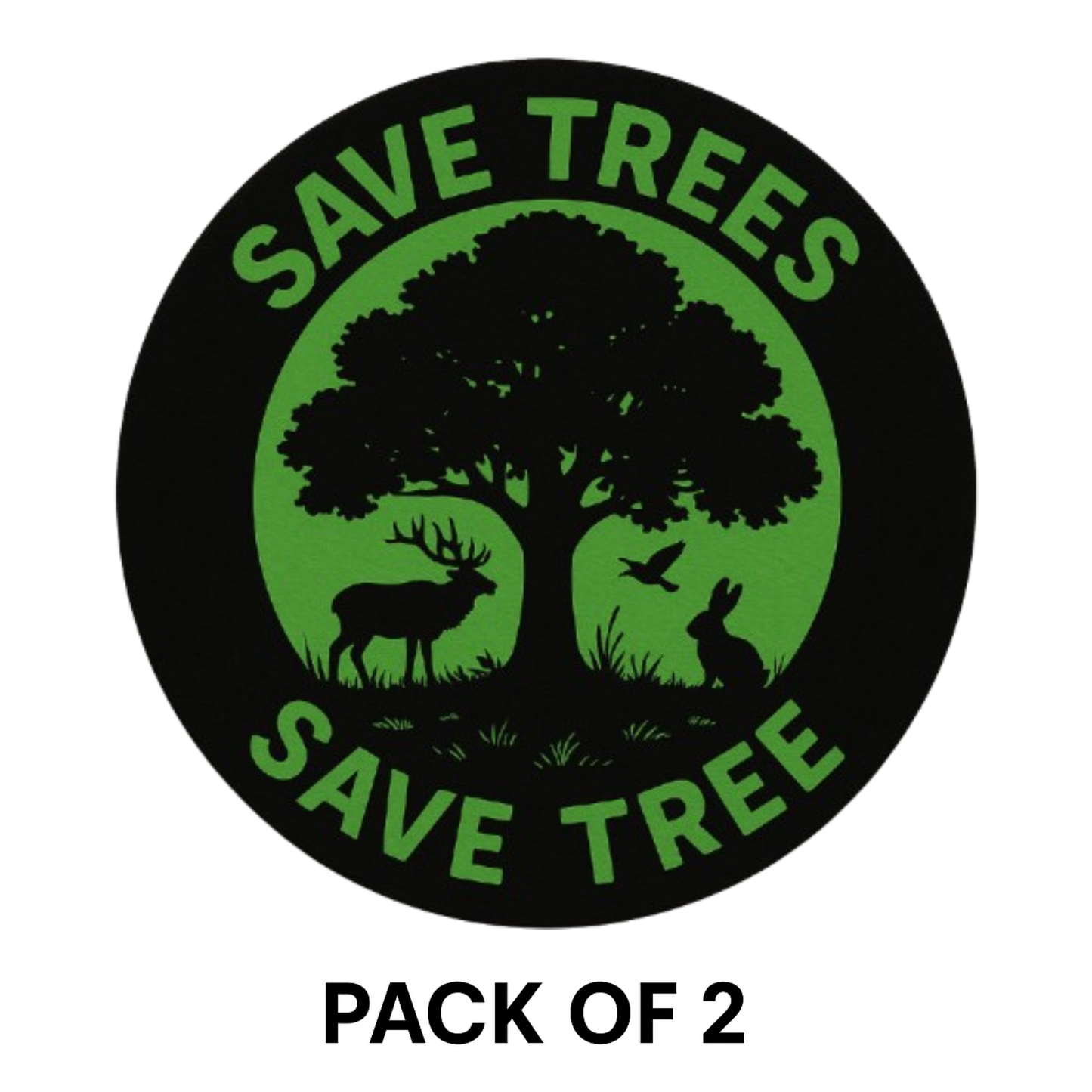 Smeeps Save Trees Save Tree Round Sticker | 14 x 14 cm | Nature Awareness Vinyl Decal for Car