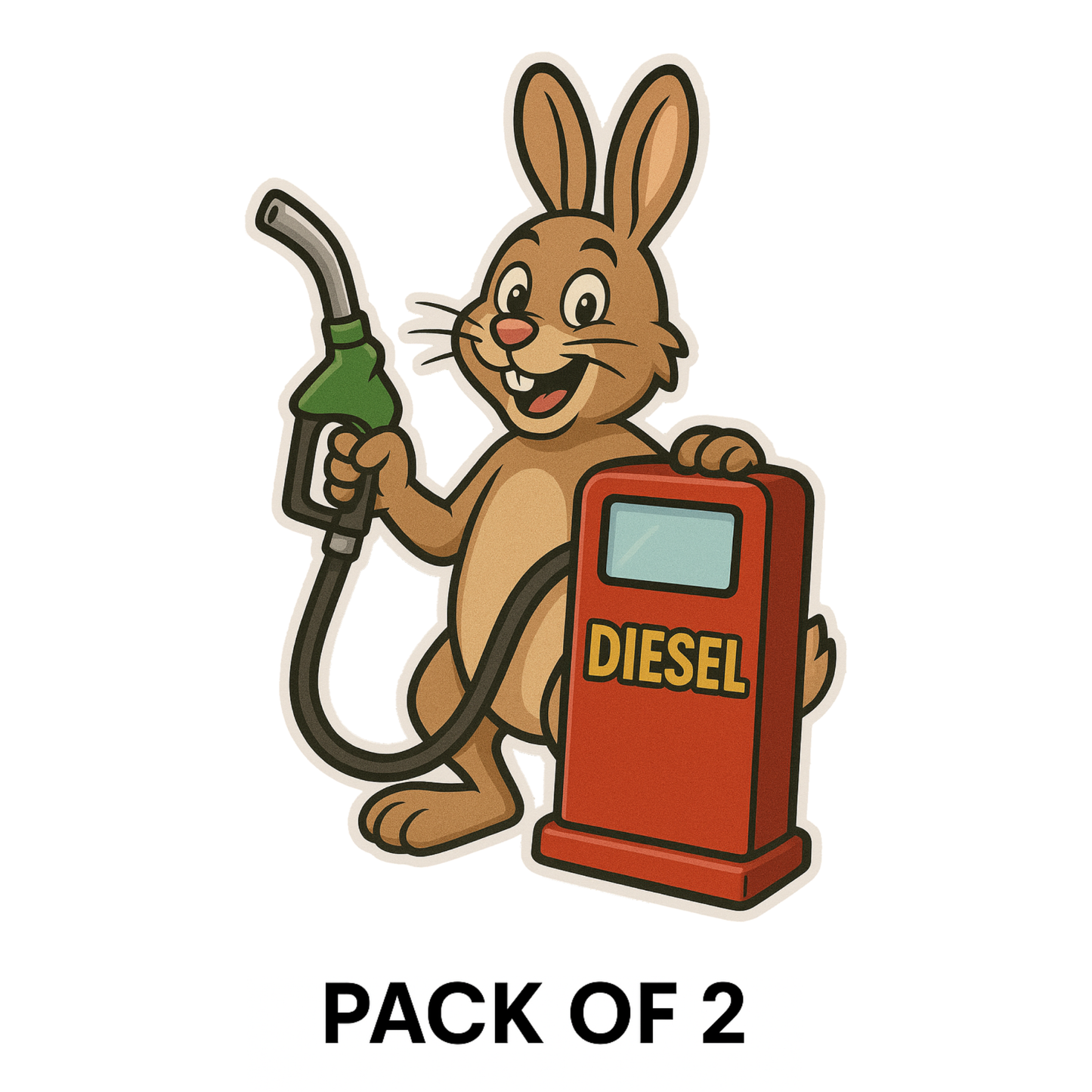Smeeps Diesel Only Fuel Sticker – Cute Bunny with Pump Design – 9 x 11.5 cm | Waterproof Vinyl for Cars, Bikes & Fuel Tank Caps