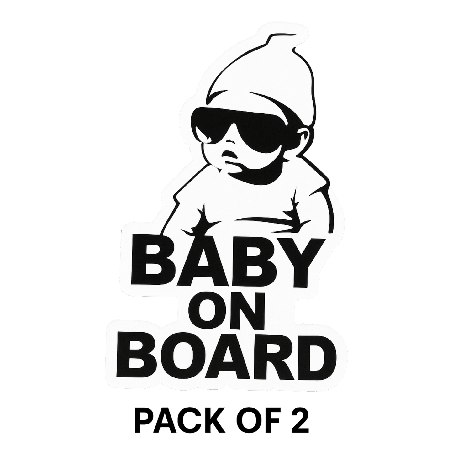 Smeeps “Baby On Board” Stylish Car Sticker – Cool Sunglass Baby Design – 13.97 x 13.97 cm | Waterproof Vinyl for Safety Awareness