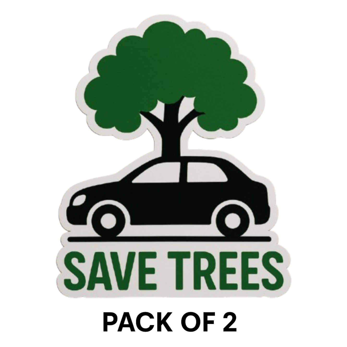 Smeeps Save Trees Cutout Sticker | 16.8 x 14 cm | Unique Tree & Car Shape Vinyl Decal for Car