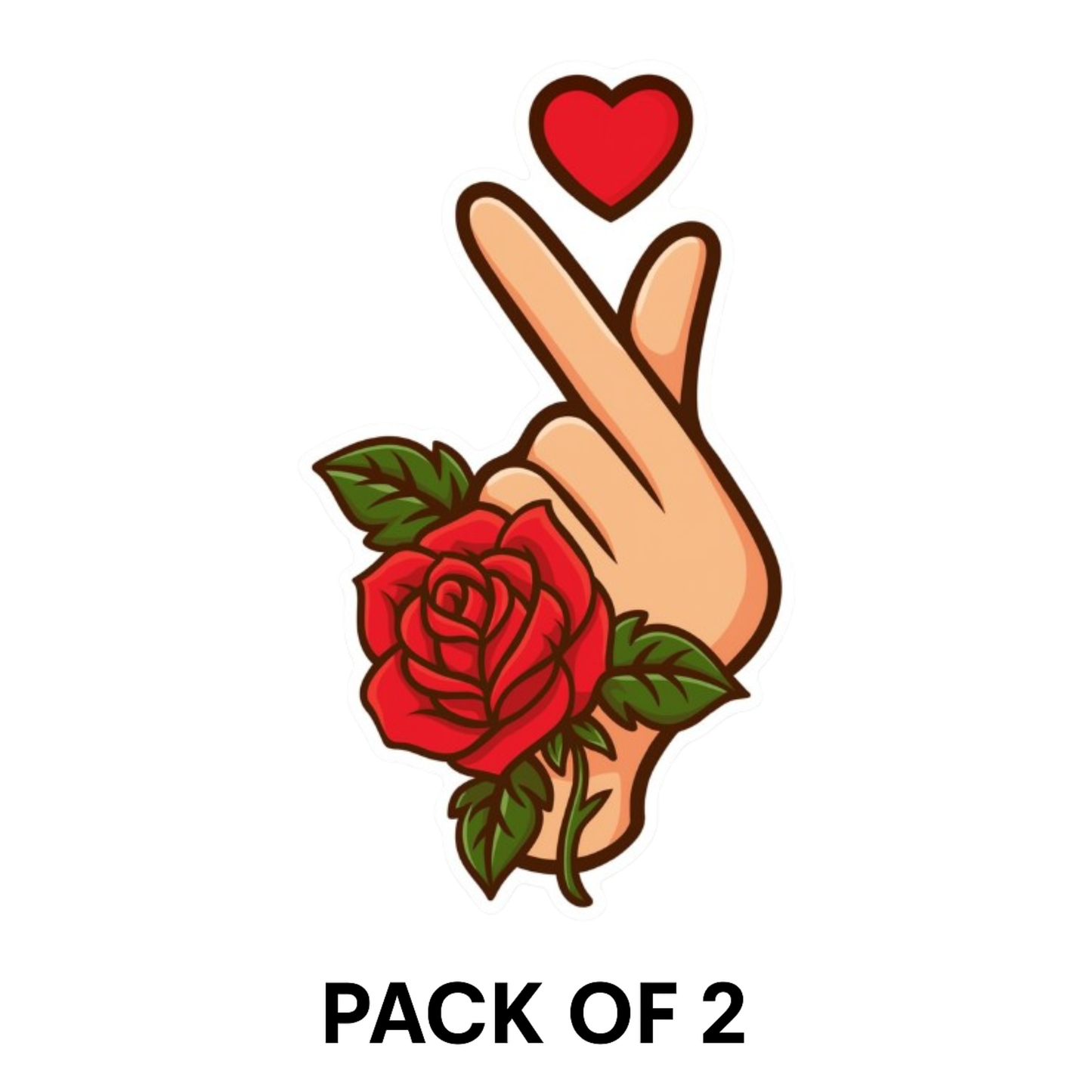 Smeeps Rose Heart Hand Sticker – 7.7 x 5.08 cm Romantic Design for Bikes | Waterproof & Long-Lasting
