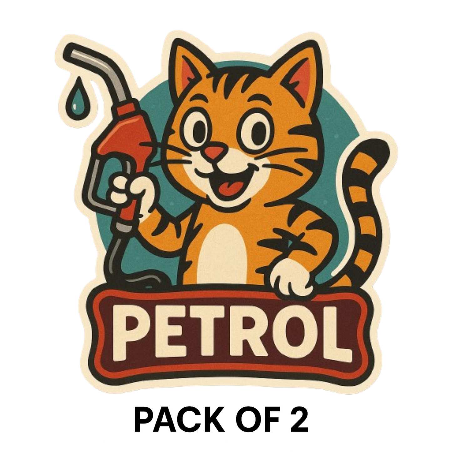 Smeeps Petrol Sticker – 10x 10 cm Cute Orange Cat Holding Fuel Nozzle | Fuel Type Label for Cars & Bikes | Waterproof Vinyl Decal