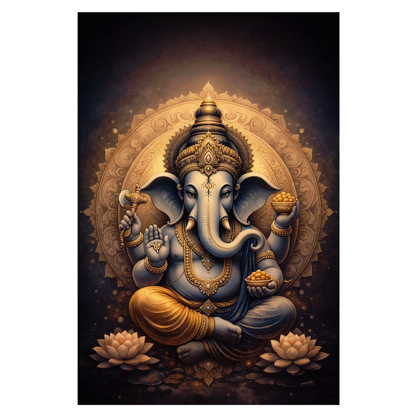 Smeeps Lord Ganesha A4 Wall Poster Set – 29.7 × 21 cm (11.69 × 8.27 Inch) Premium Art Print | 300 GSM Thick Paper | NOT GUMMING | Waterproof UV Resistant Wash Proof | Pack of 10