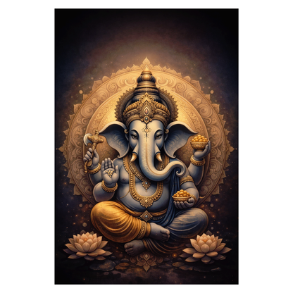Smeeps Lord Ganesha A4 Wall Poster Set – 29.7 × 21 cm (11.69 × 8.27 Inch) Premium Art Print | 300 GSM Thick Paper | NOT GUMMING | Waterproof UV Resistant Wash Proof | Pack of 10