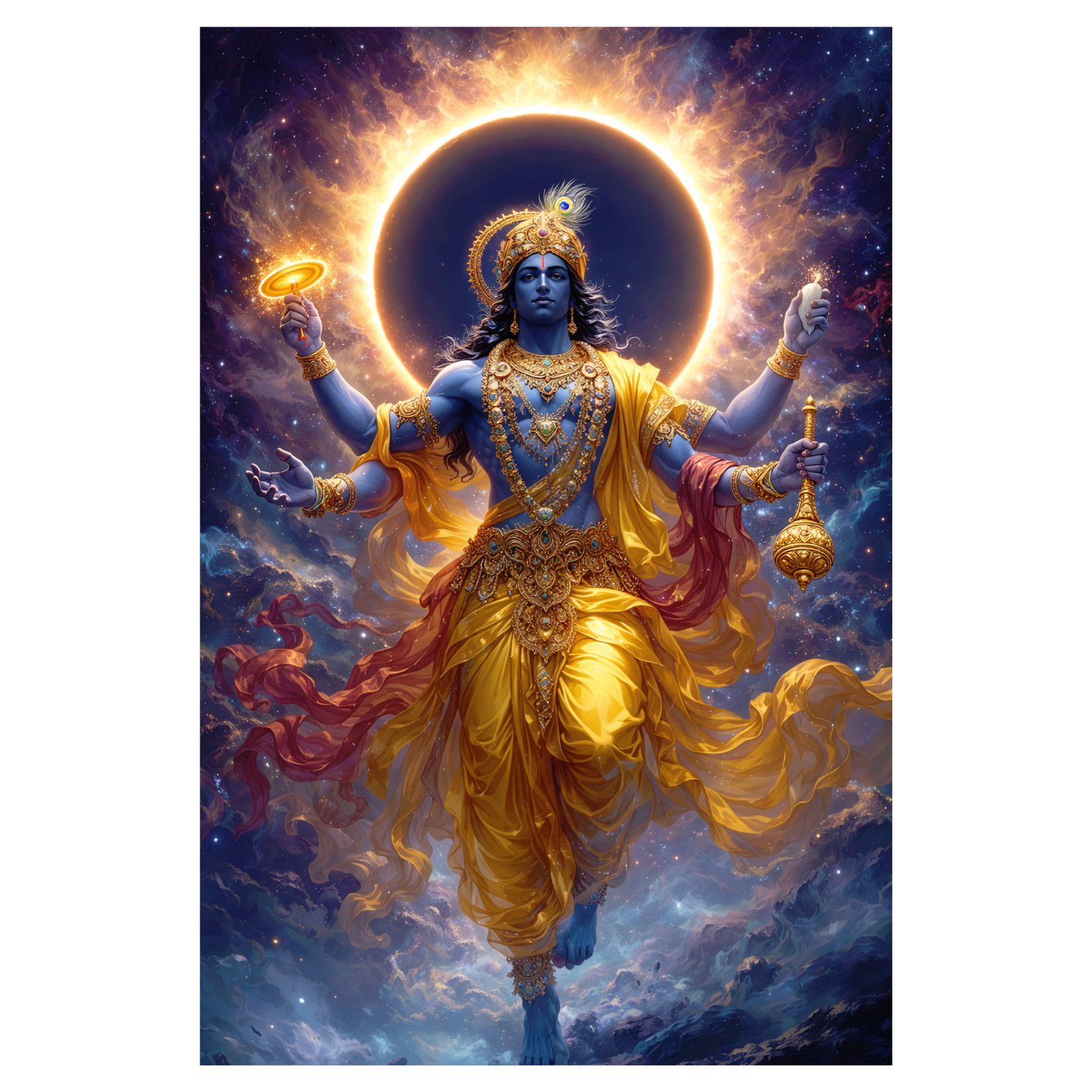 Smeeps Lord Vishnu A4 Wall Poster Set – 29.7 × 21 cm (11.69 × 8.27 Inch) Premium Art Print | 300 GSM Thick Paper | NOT GUMMING | Waterproof UV Resistant Wash Proof | Pack of 10